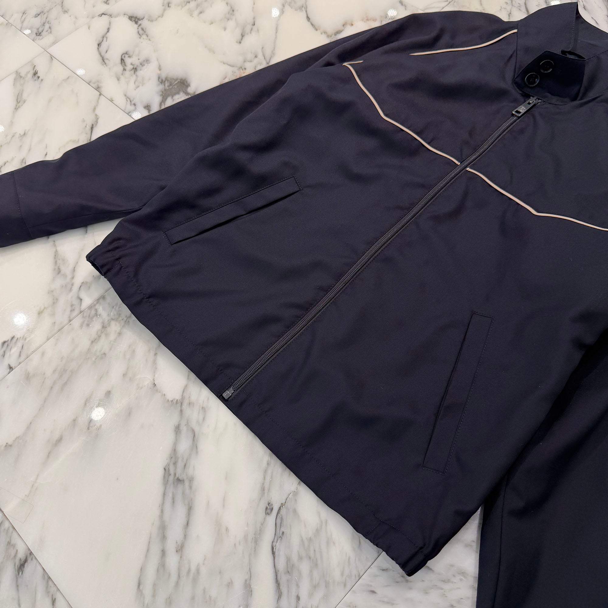 PRADA 2024SS Contrast Trim Wool Bomber Jacket SGC627 S000 170 Size 48 プラダ コントラスト トリム ウール ボンバージャケット サイズ48