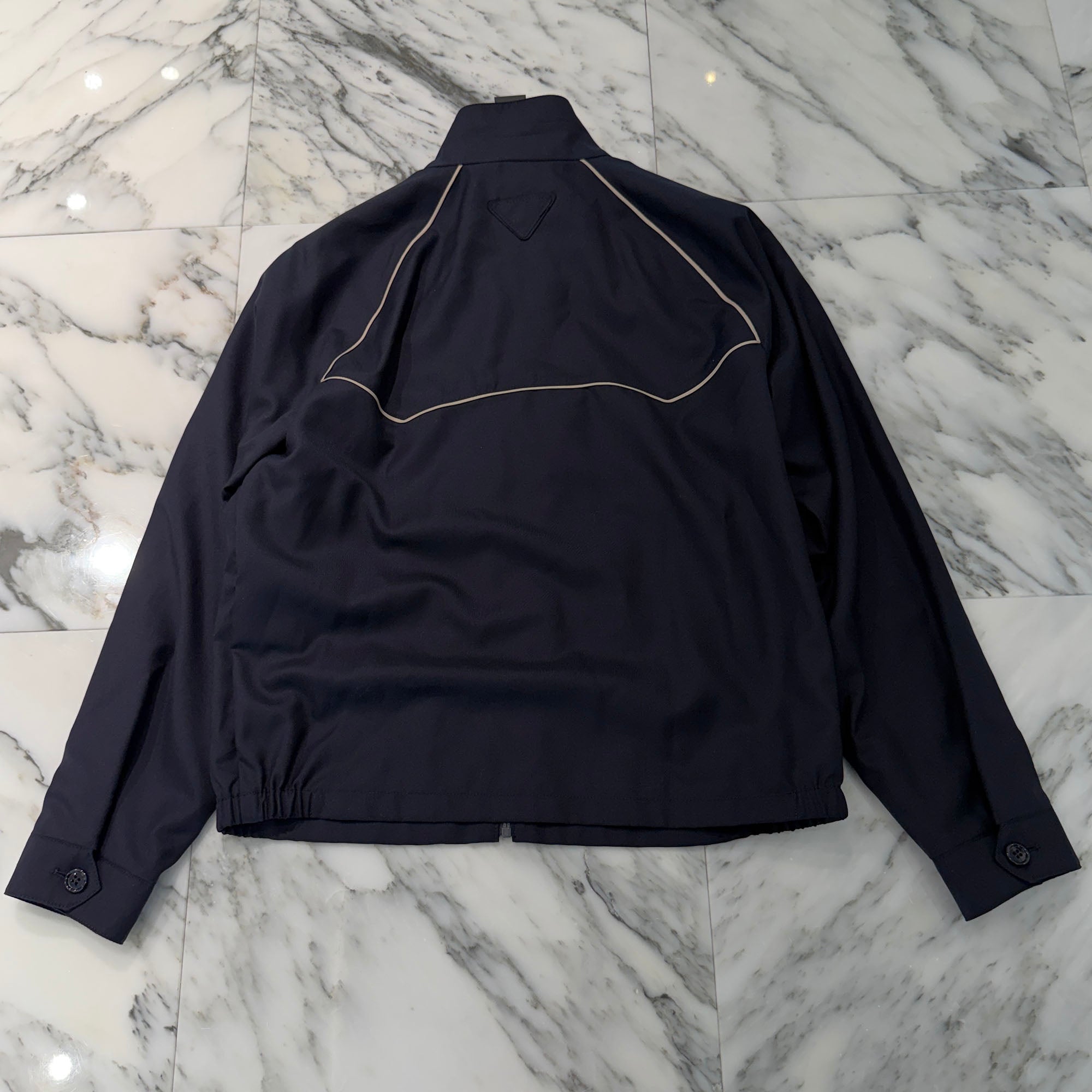 PRADA 2024SS Contrast Trim Wool Bomber Jacket SGC627 S000 170 Size 48 プラダ コントラスト トリム ウール ボンバージャケット サイズ48