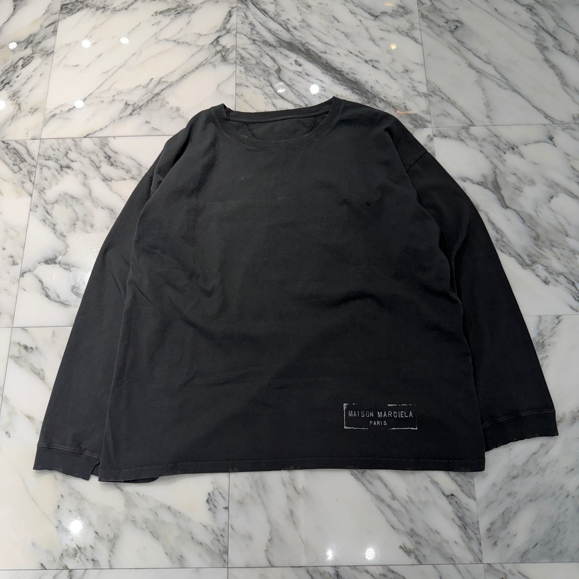 Maison Margiela 2025SS Stamp Logo Distressed Finish Long Sleeve Tee S51GC0535 S24567 Size XXL メゾンマルジェラ スタンプロゴ ダメージ加工 ロングスリーブTシャツ サイズXXL