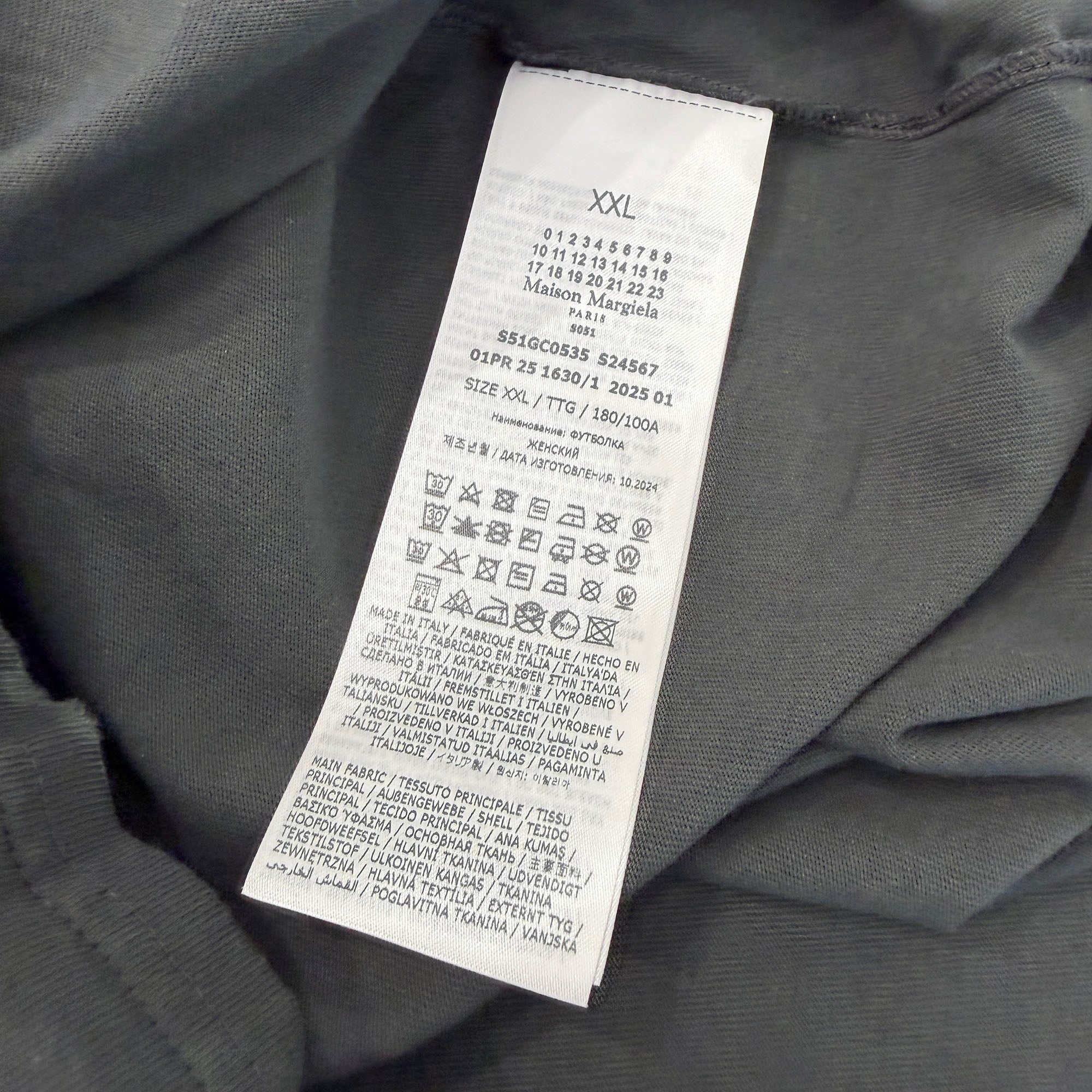 Maison Margiela 2025SS Stamp Logo Distressed Finish Long Sleeve Tee S51GC0535 S24567 Size XXL メゾンマルジェラ スタンプロゴ ダメージ加工 ロングスリーブTシャツ サイズXXL