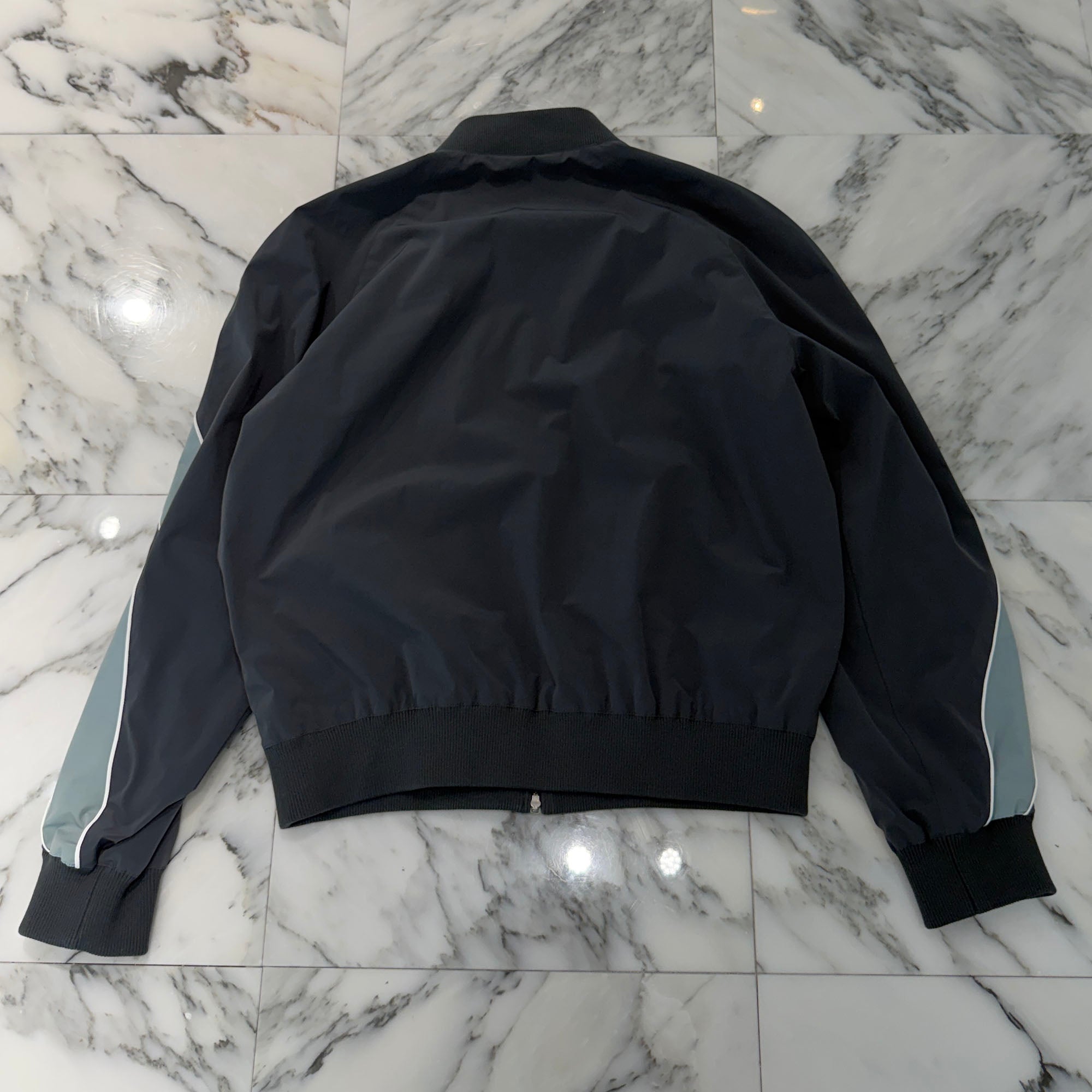 HERMES 2024SS Saddle Stitch Rib Trim Nylon Zip Up Jacket  H552920HL6I44 Size 52 エルメス サドルステッチ リブトリム ナイロン ジップ アップ ジャケット サイズ52