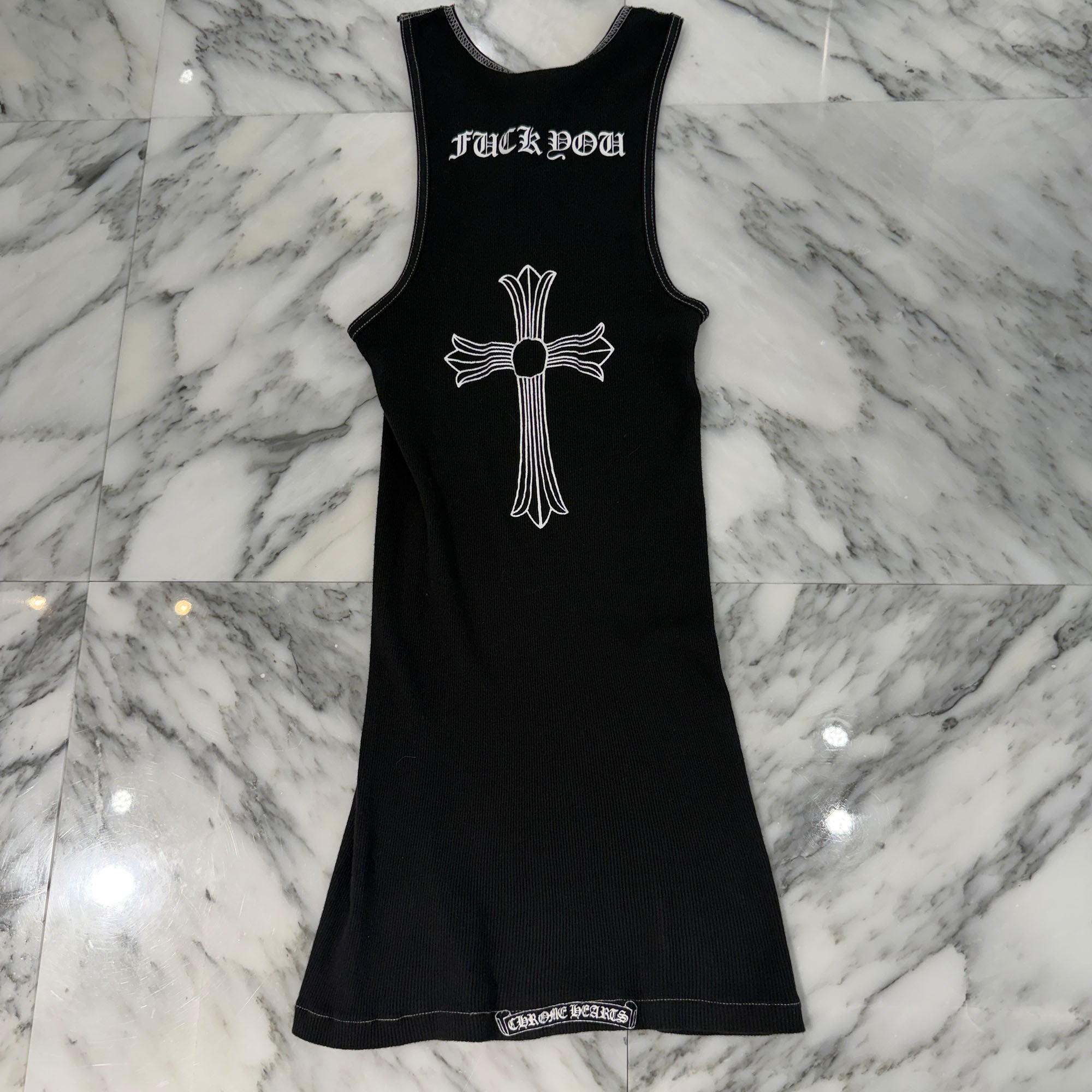 CHROME HEARTS Vertical Logo Fuck You Back Cross Print Tank Top Size M クロムハーツ ヴァーティカルロゴ ファックユー バッククロスプリント タンクトップ サイズM