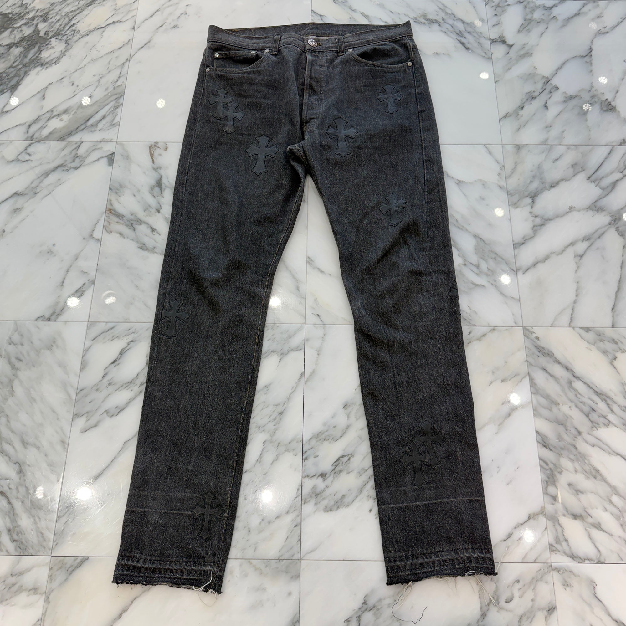 CHROME HEARTS × Levi's 501 VNTG Leather Cross Patch Jeans Size 34 クロムハーツ × リーバイス 501 ヴィンテージ レザークロスパッチ ジーンズ デニムパンツ サイズ34