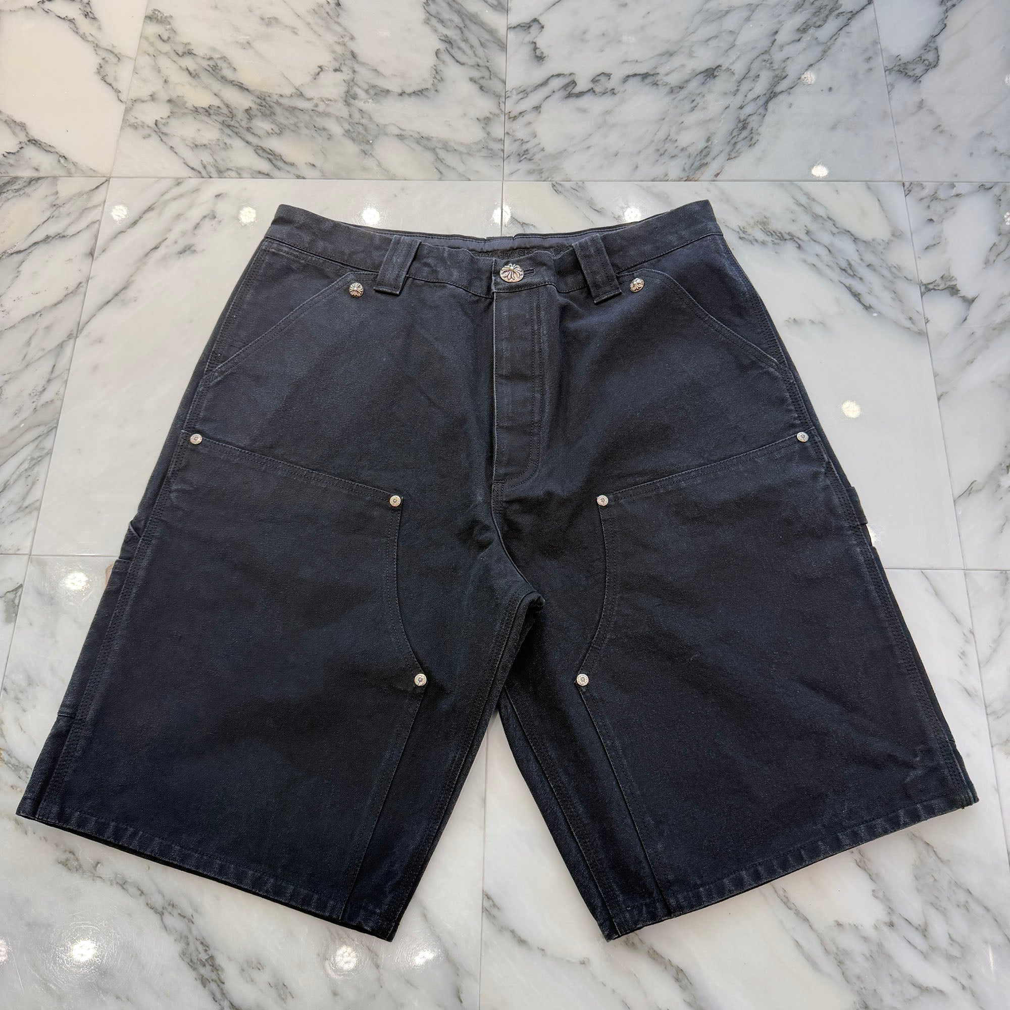 CHROME HEARTS Carpenter Cemetery Cross Patch Denim Shorts Size 34 クロムハーツ カーペンター セメタリークロスパッチ デニムショーツ サイズ34