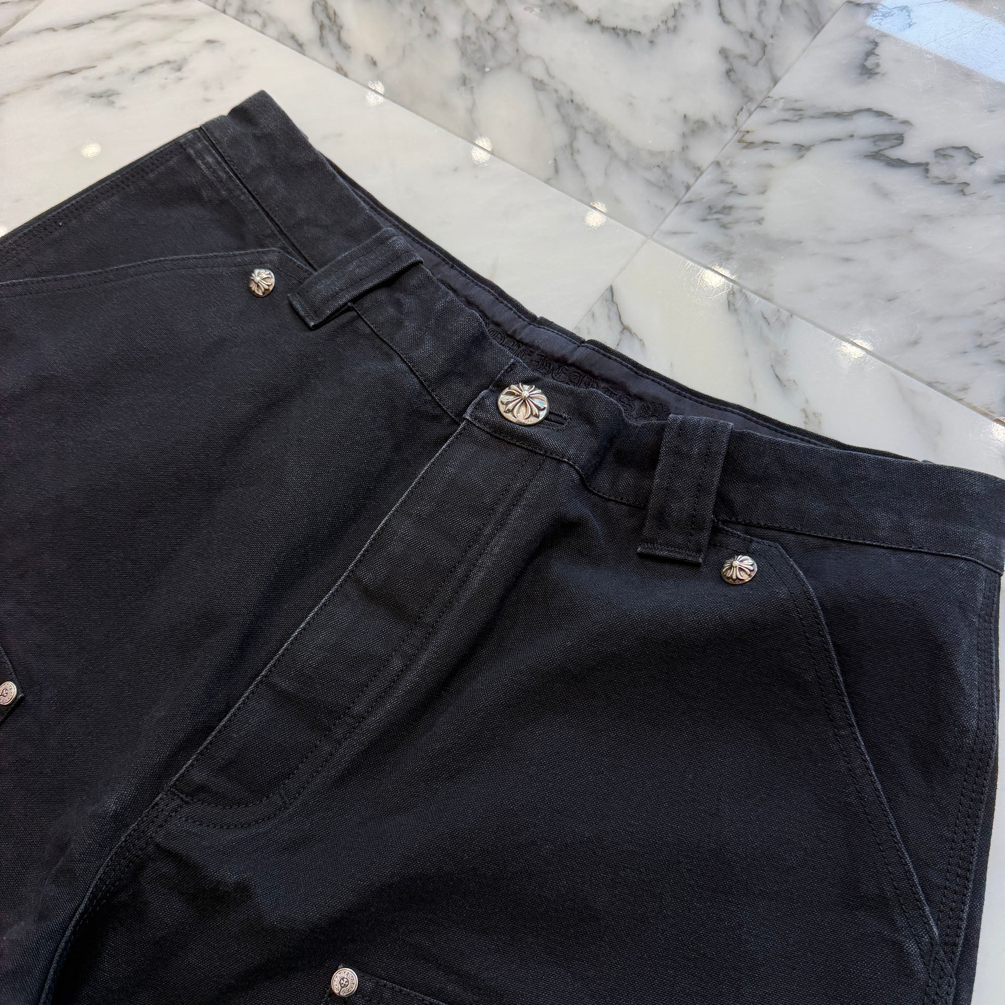 CHROME HEARTS Carpenter Cemetery Cross Patch Denim Shorts Size 34 クロムハーツ カーペンター セメタリークロスパッチ デニムショーツ サイズ34