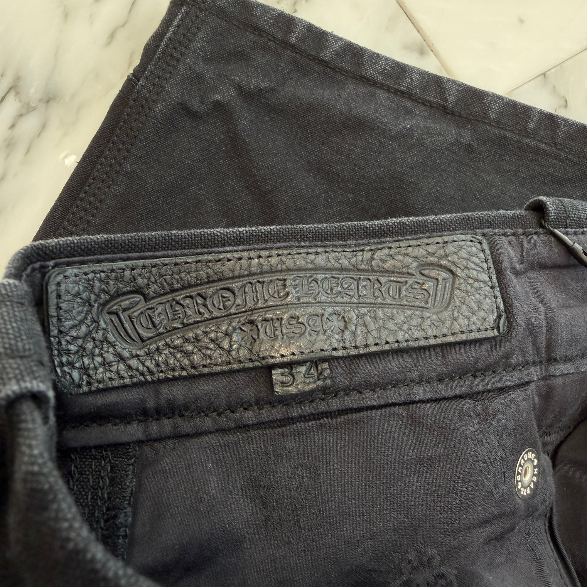 CHROME HEARTS Carpenter Cemetery Cross Patch Denim Shorts Size 34 クロムハーツ カーペンター セメタリークロスパッチ デニムショーツ サイズ34