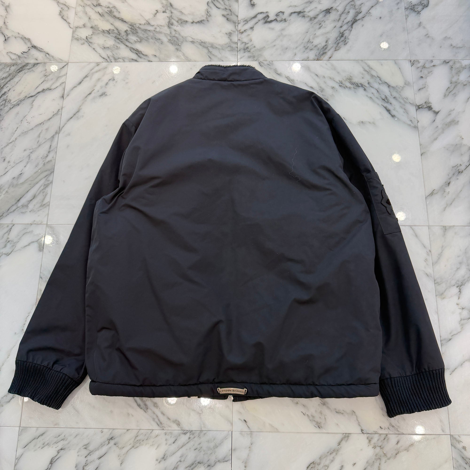 CHROME HEARTS Red 3 Cross Leather Patch Racing Zip Up Jacket Size L クロムハーツ レッド3クロス レザーパッチ レーシング ジップアップ ジャケット サイズL