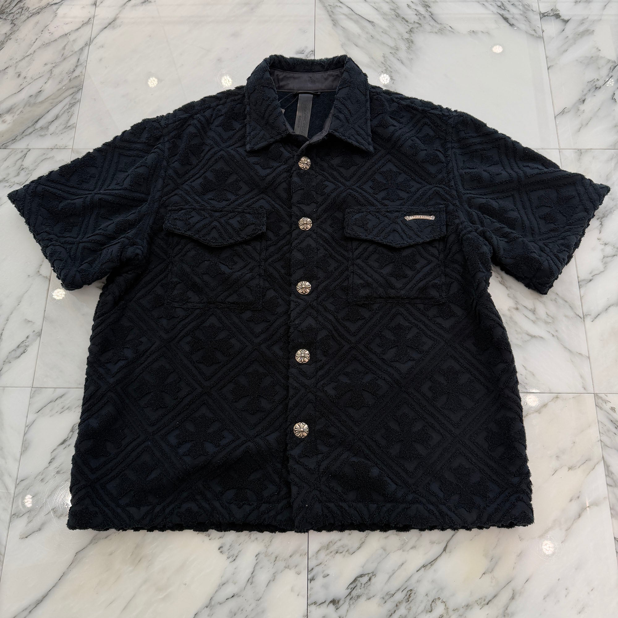 CHROME HEARTS Y NOT CH Plus Pattern Pile Terry Shirt Size L クロムハーツ ワイノット CHプラス総柄 パイル地 テリー シャツ サイズL