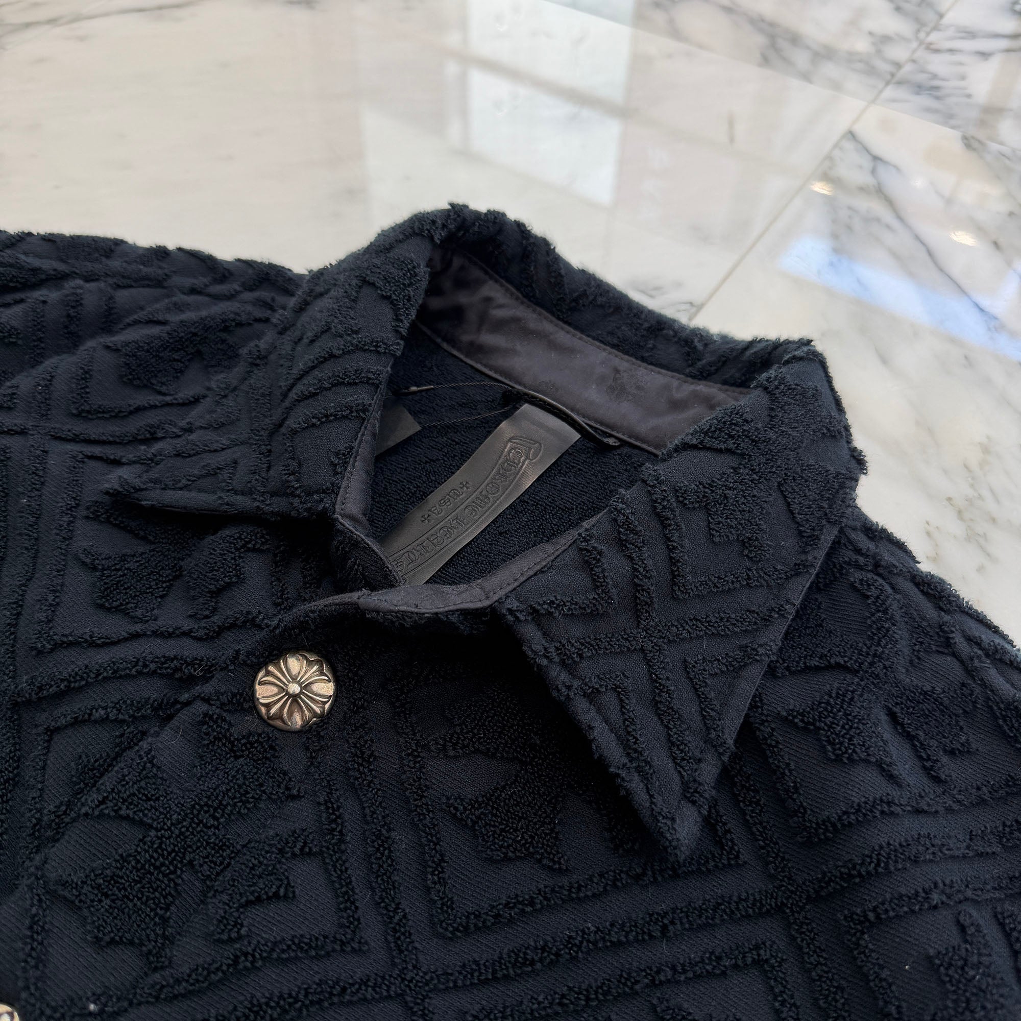 CHROME HEARTS Y NOT CH Plus Pattern Pile Terry Shirt Size L クロムハーツ ワイノット CHプラス総柄 パイル地 テリー シャツ サイズL