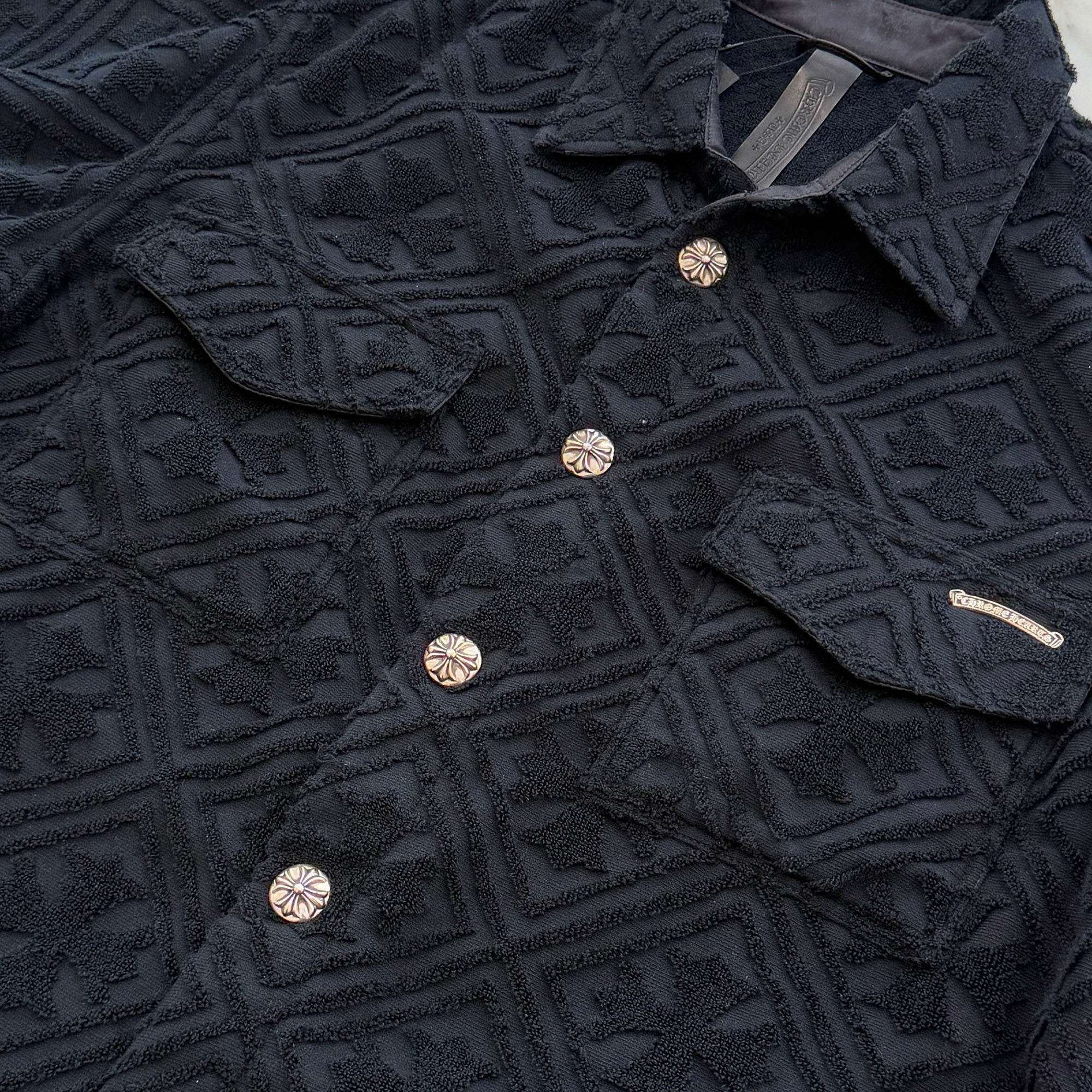CHROME HEARTS Y NOT CH Plus Pattern Pile Terry Shirt Size L クロムハーツ ワイノット CHプラス総柄 パイル地 テリー シャツ サイズL