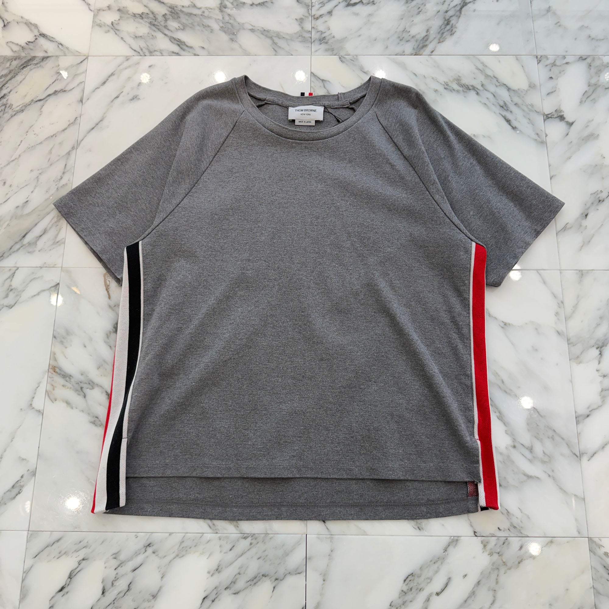 THOM BROWNE Interlocking RWB Stripe Short Sleeve Tee MJS114A-06168035 Size 5 トムブラウン インターロッキング RWB ストライプTシャツ サイズ5