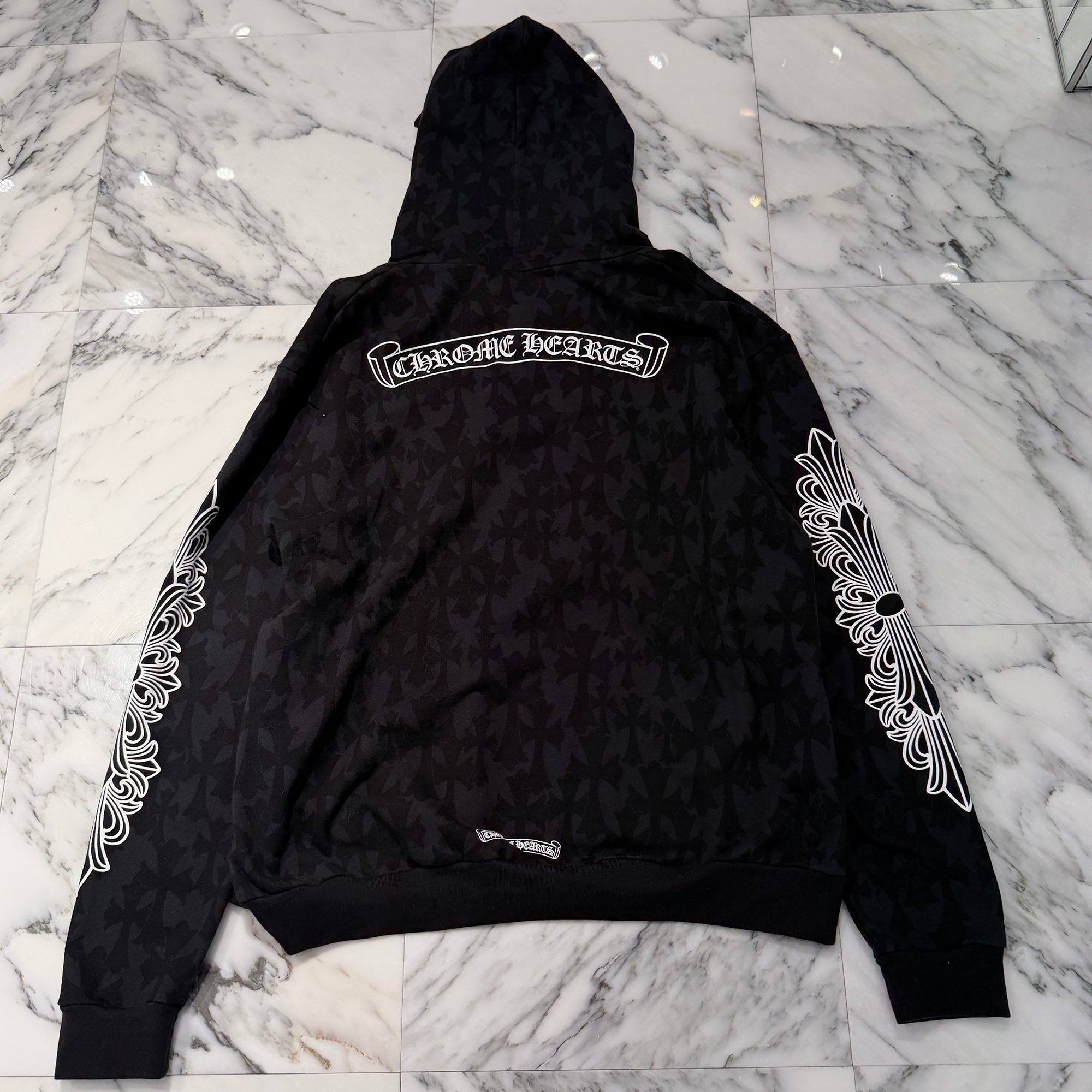 CHROME HEARTS 2024SS Graveyard Cemetery Cross Zip Up Hoodie Size XL クロムハーツ グレイブヤード セメタリークロス ジップアップフーディ 総柄 サイズXL