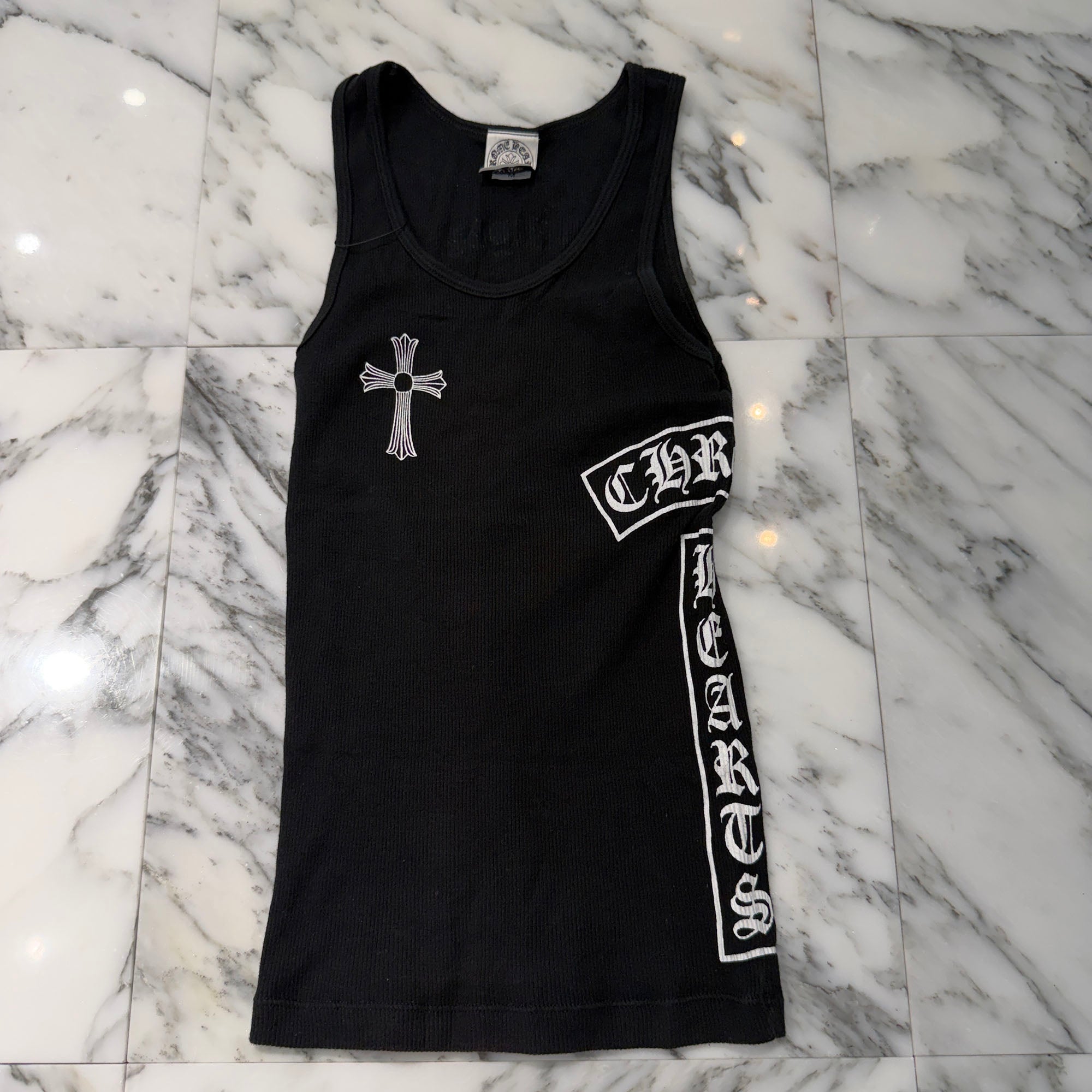 CHROME HEARTS Vertical Side Logo Cross Print Tank Top Size M クロムハーツ ヴァーティカル サイドロゴ クロスプリント タンクトップ サイズM