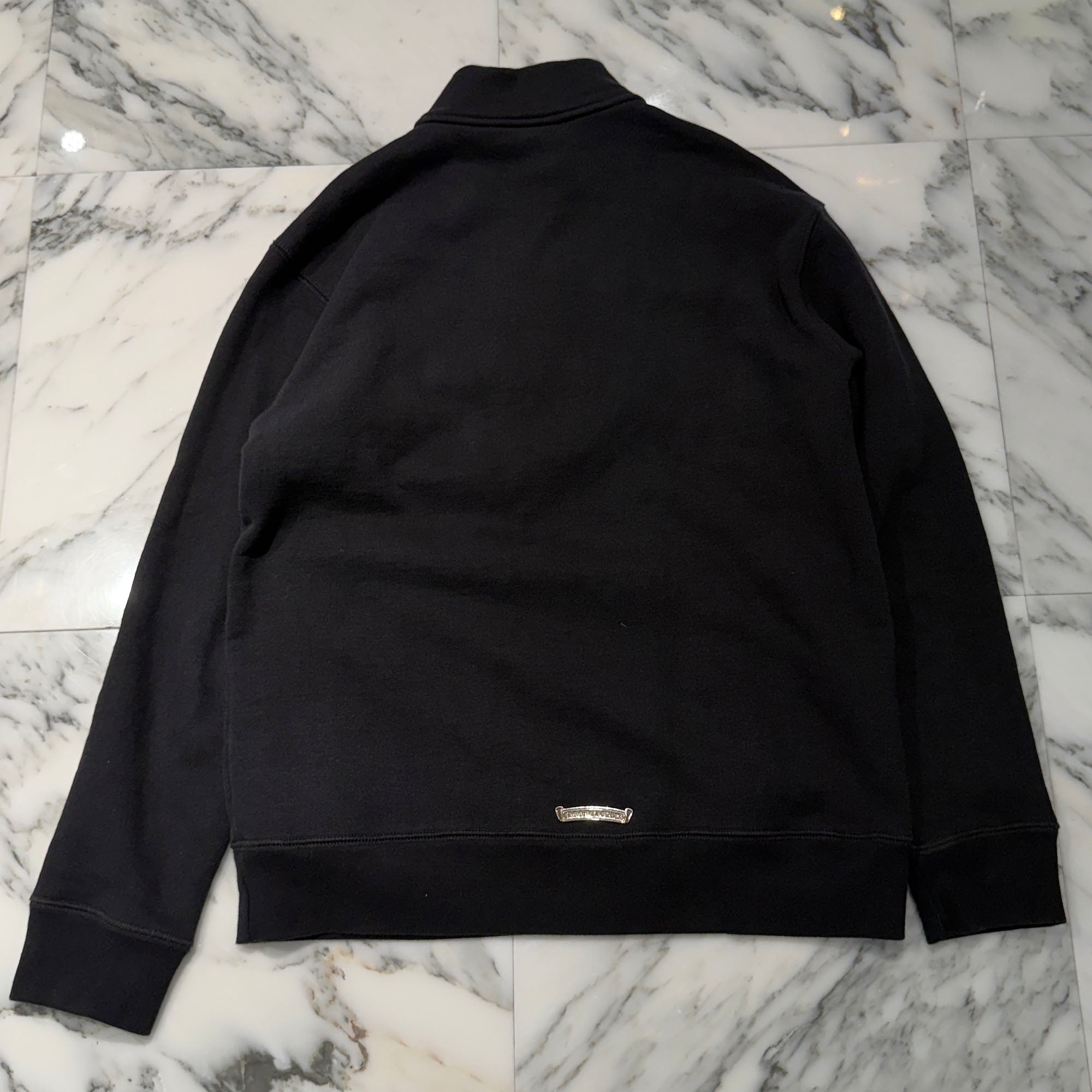 CHROME HEARTS Y NOT Cemetery Cross Leather Patch Half Zip Sweatshirt Size S クロムハーツ ワイノット セメタリークロス レザーパッチ ハーフジップ スウェットシャツ サイズS
