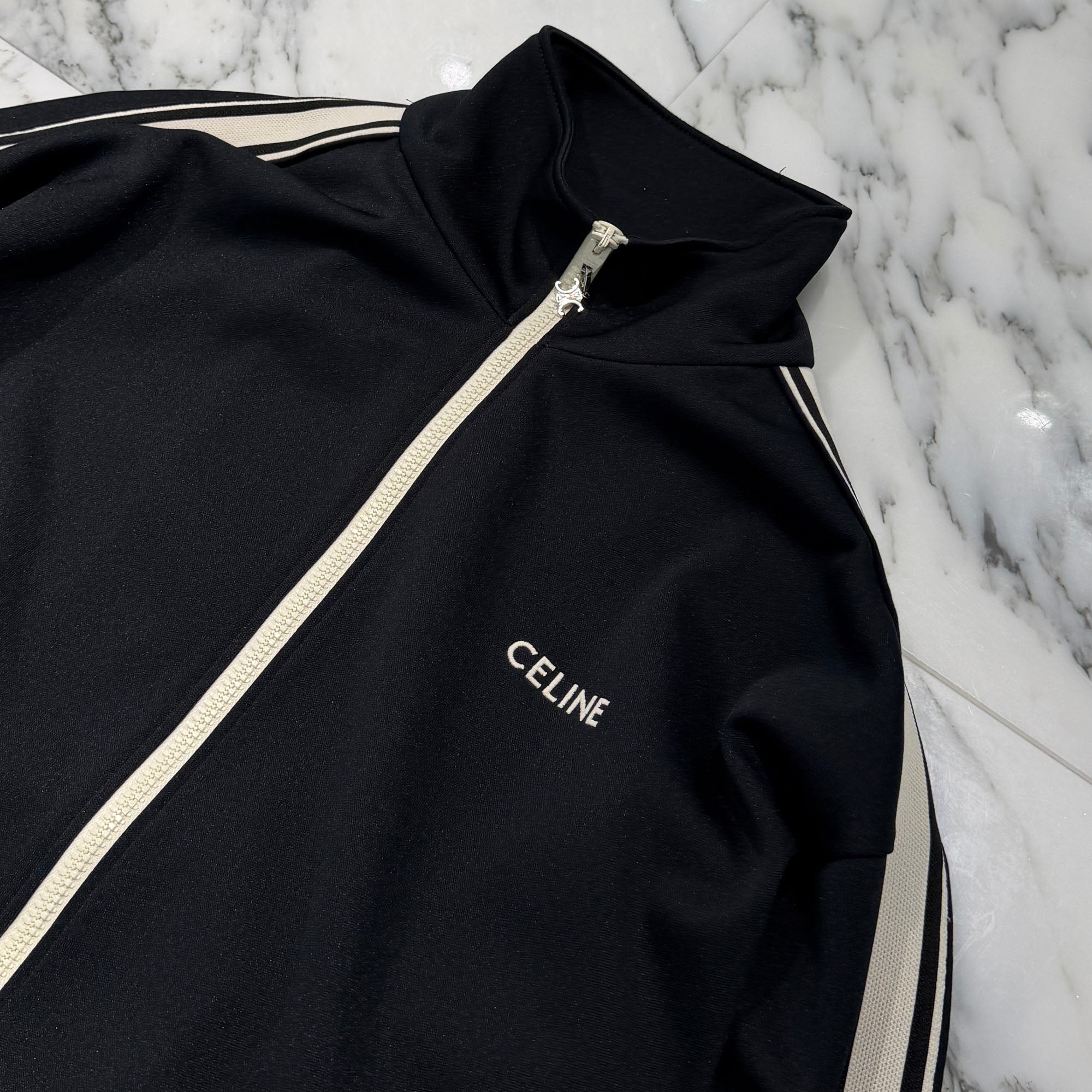 CELINE 2024SS Logo Embroidery Zip Up Truck Jacket 2Y4901210 Size S セリーヌ ロゴ刺繡 ジップアップ トラック ジャケット サイズS