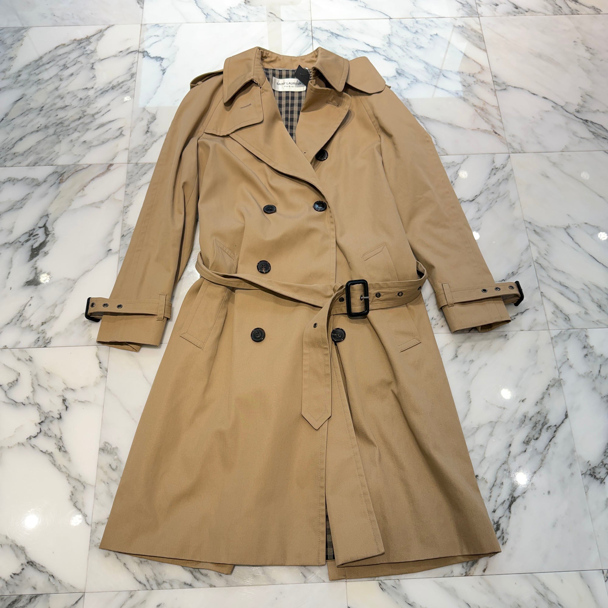 SAINT LAURENT PARIS 2024AW Gabardine Trench Coat M07U 337872 Y039W 9772 Size 46 サンローランパリ ギャバジン トレンチコート サイズ46