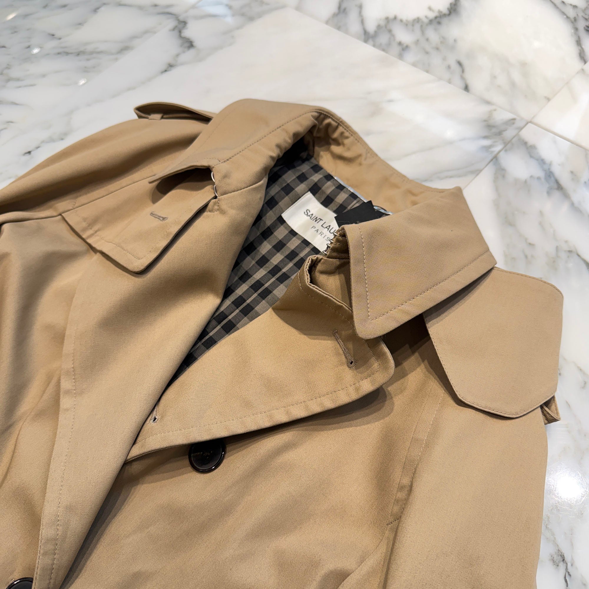 SAINT LAURENT PARIS 2024AW Gabardine Trench Coat M07U 337872 Y039W 9772 Size 46 サンローランパリ ギャバジン トレンチコート サイズ46