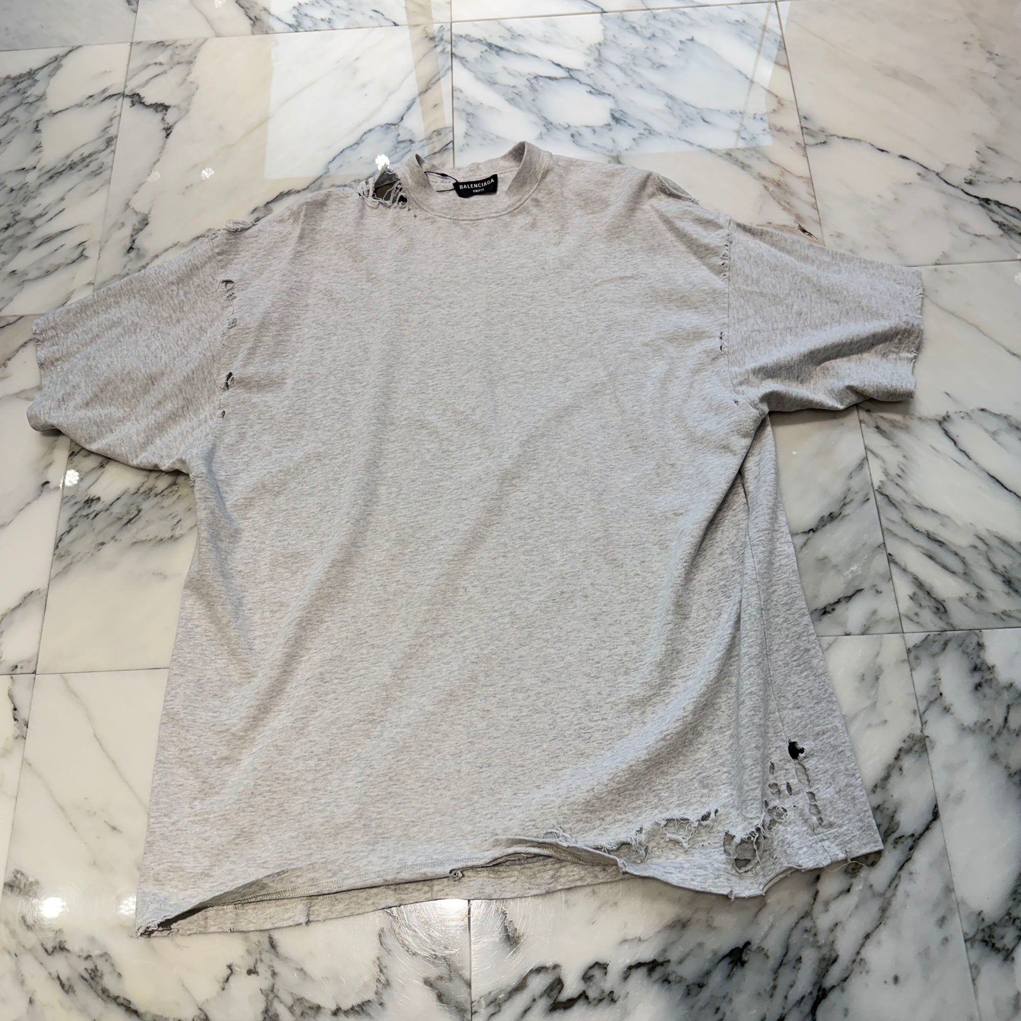 BALENCIAGA 2022SS Destroy Repaired Oversized Tee 704056 TMVA5 Size L バレンシアガ デストロイリペア オーバーサイズTシャツ サイズL