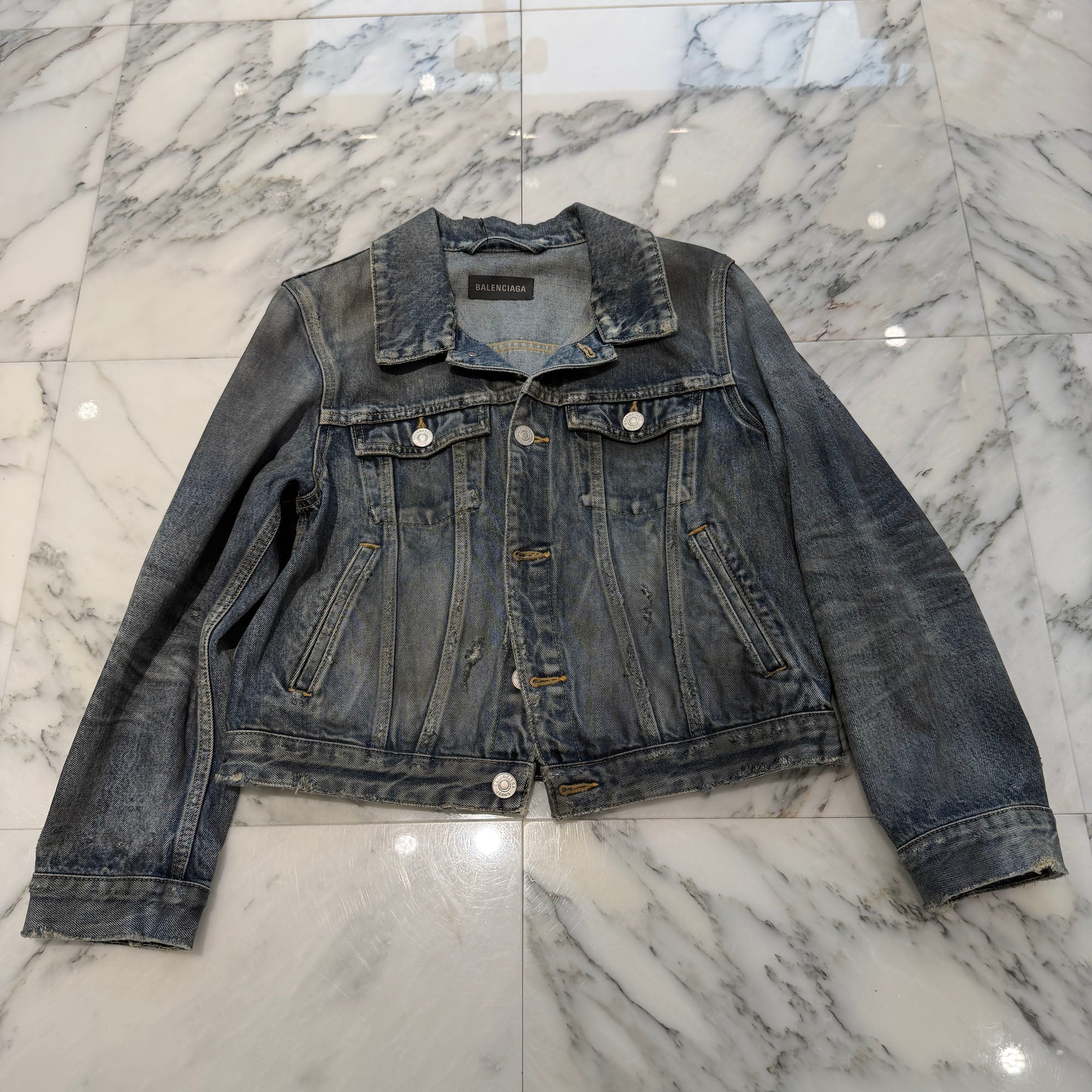 BALENCIAGA 2022AW Shrank Denim Jacket 745285 TNW01 Size 42 バレンシアガ シュランク デニムジャケット サイズ42