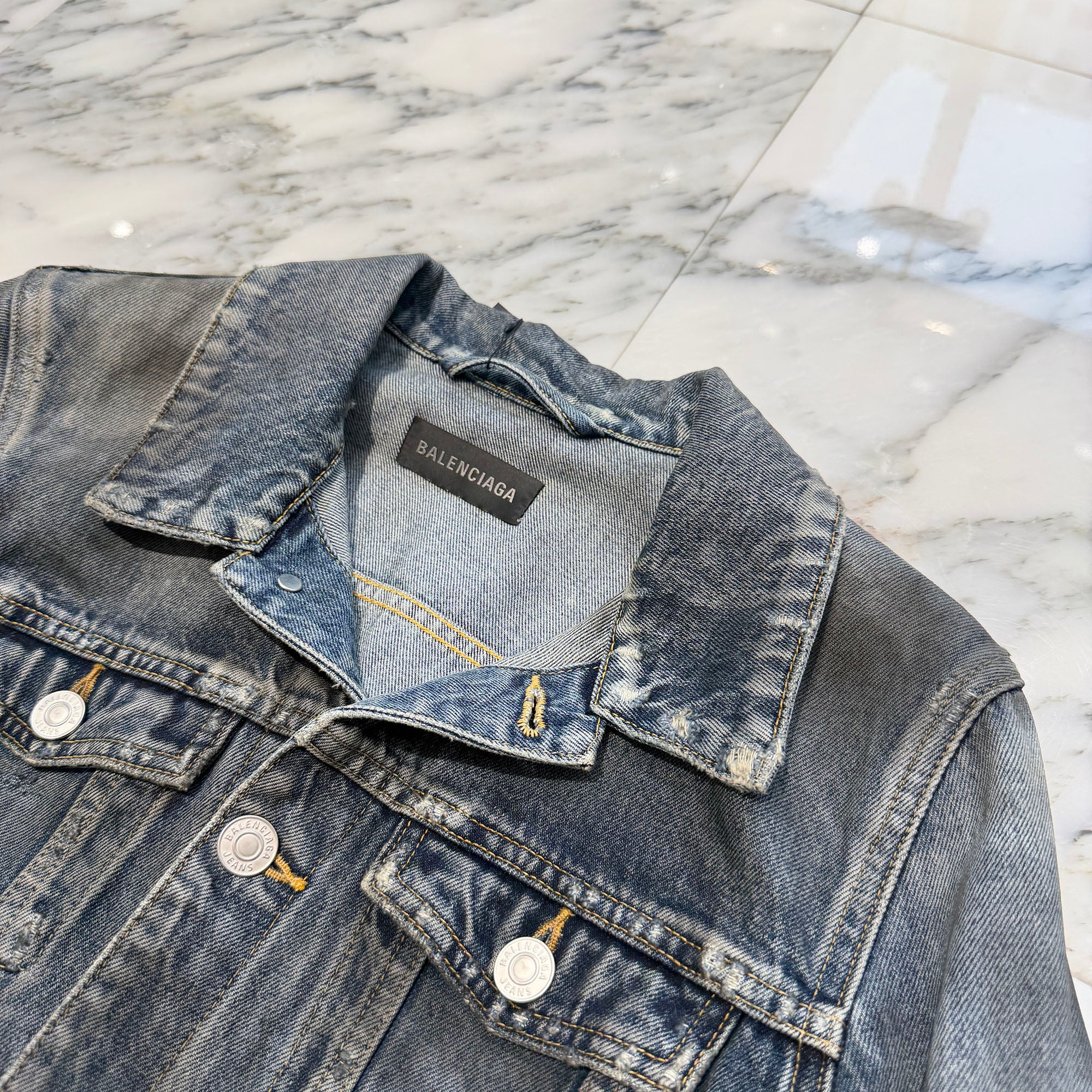 BALENCIAGA 2022AW Shrank Denim Jacket 745285 TNW01 Size 42 バレンシアガ シュランク デニムジャケット サイズ42