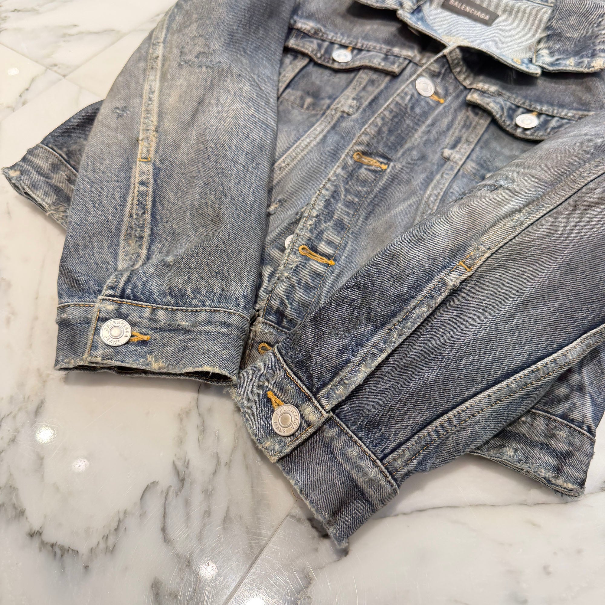 BALENCIAGA 2022AW Shrank Denim Jacket 745285 TNW01 Size 42 バレンシアガ シュランク デニムジャケット サイズ42