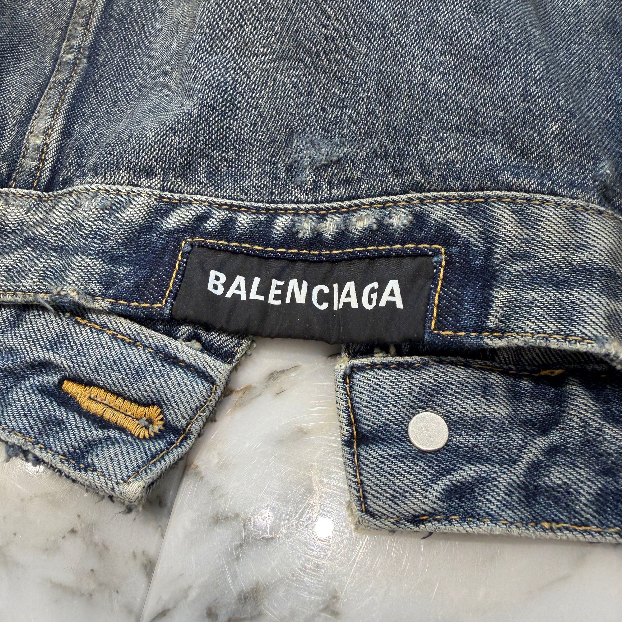 BALENCIAGA 2022AW Shrank Denim Jacket 745285 TNW01 Size 42 バレンシアガ シュランク デニムジャケット サイズ42