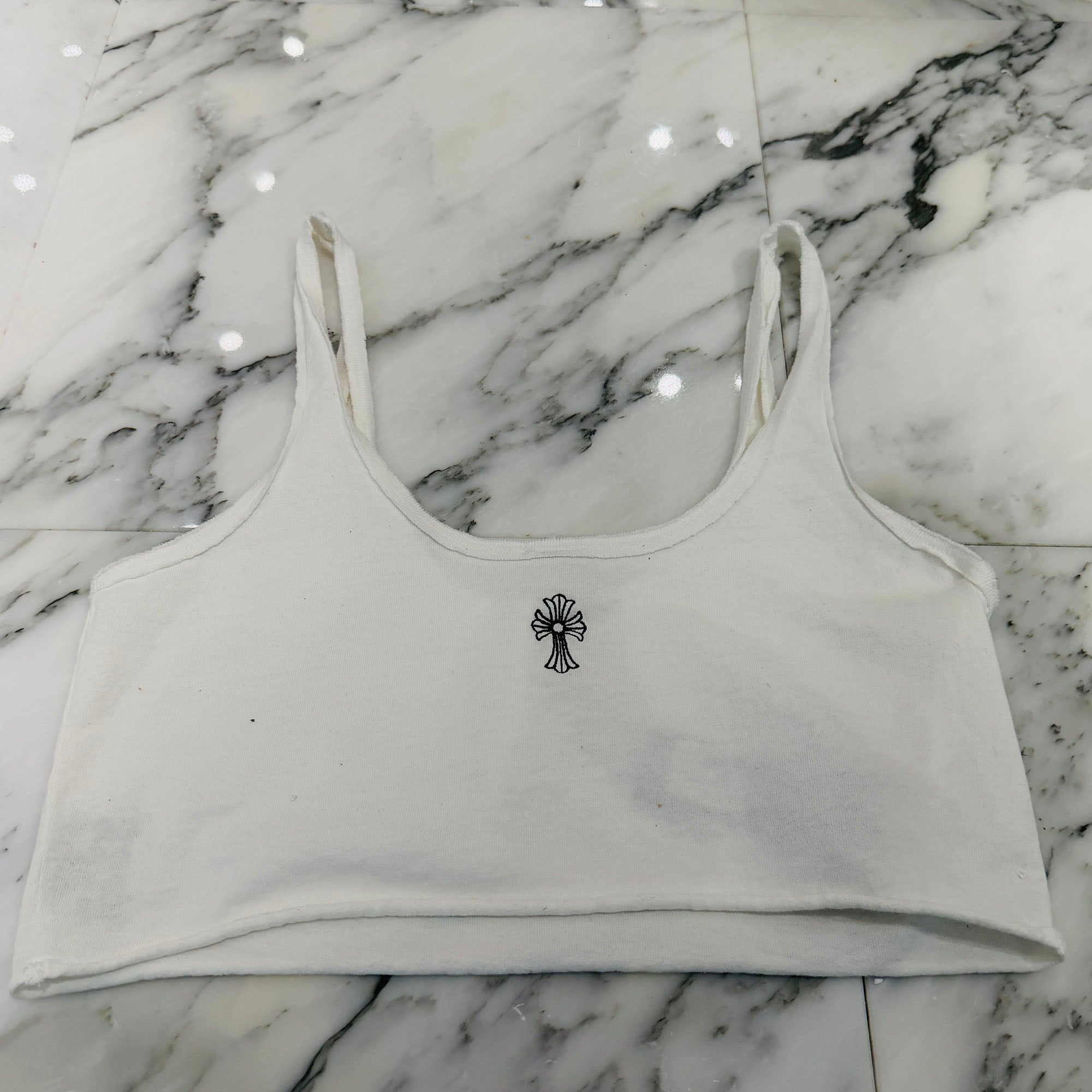 CHROME HEARTS Y NOT Vertical Logo Cross Embroidery Camisole Size M クロムハーツ ワイノット バーティカルロゴ クロス刺繍 キャミソール サイズM