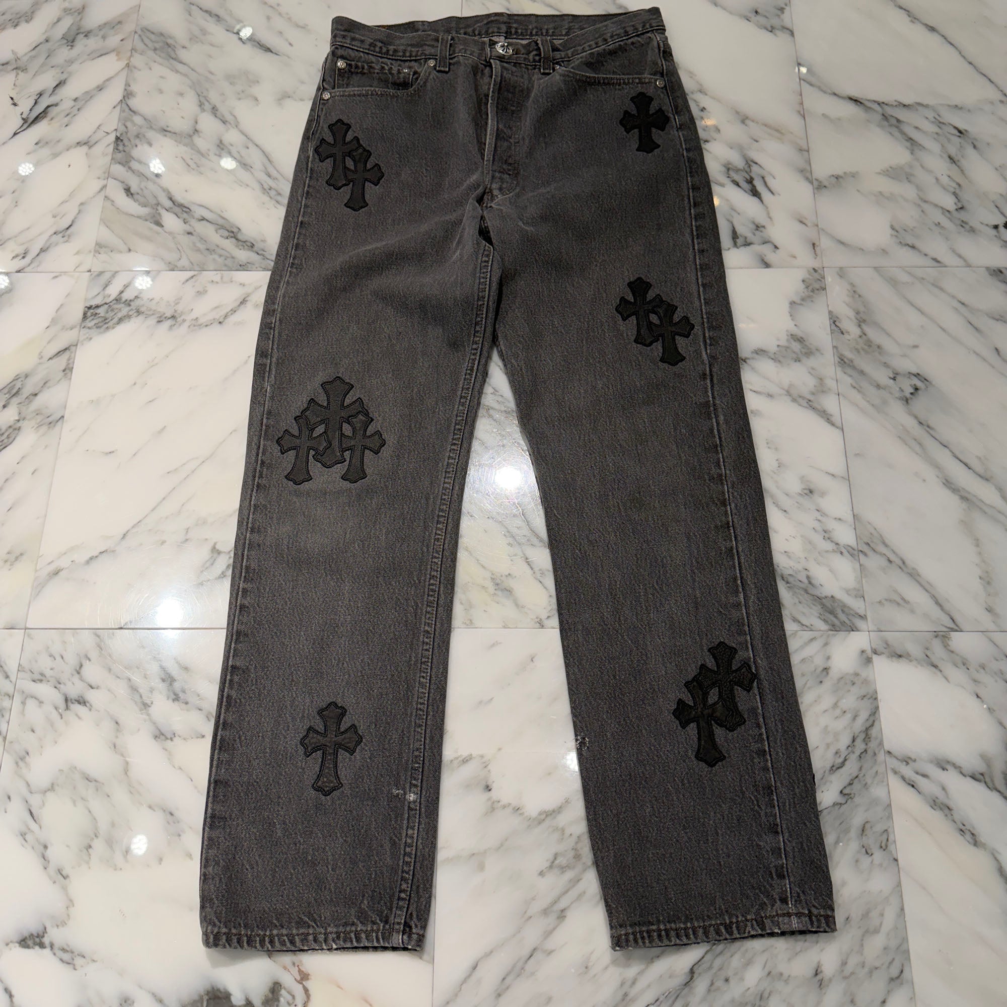 CHROME HEARTS × Levi's 501 VNTG Leather Cross Patch Jeans Size 32 クロムハーツ × リーバイス 501 ヴィンテージ レザークロスパッチ ジーンズ デニムパンツ サイズ32