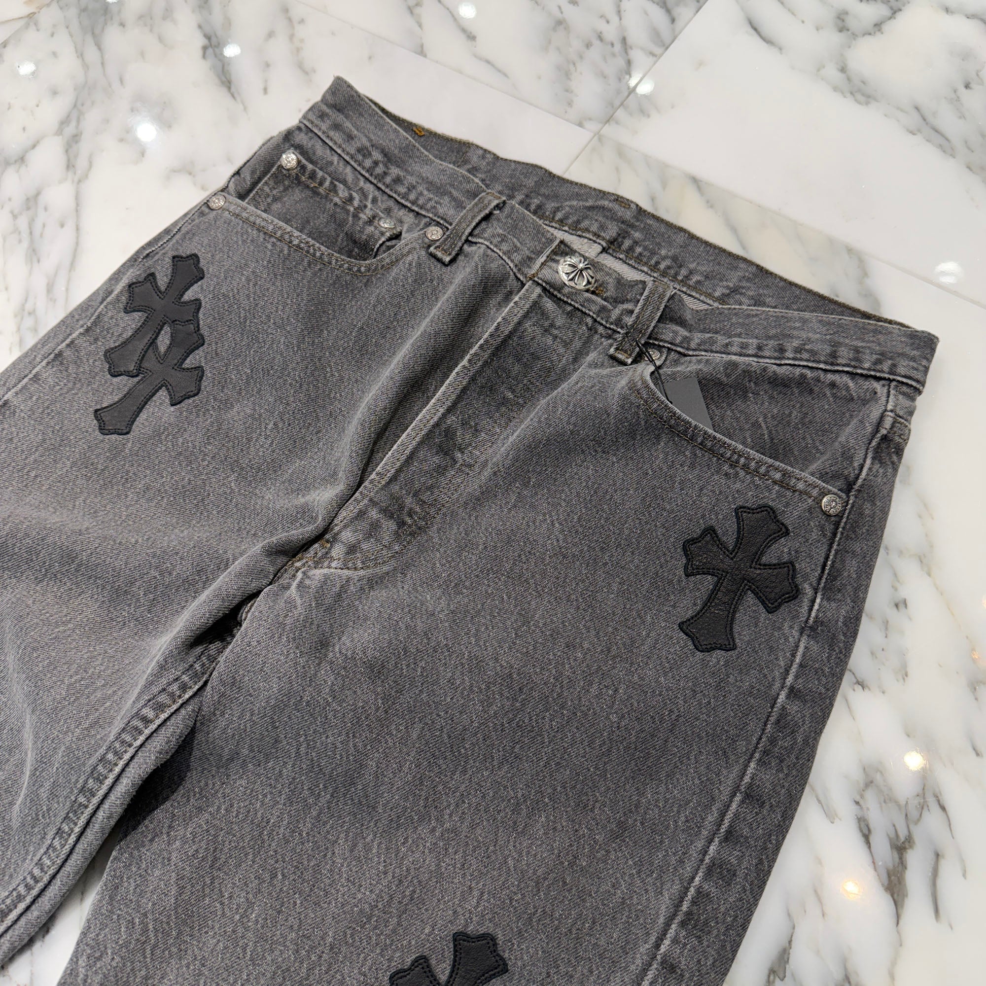 CHROME HEARTS × Levi's 501 VNTG Leather Cross Patch Jeans Size 32 クロムハーツ × リーバイス 501 ヴィンテージ レザークロスパッチ ジーンズ デニムパンツ サイズ32