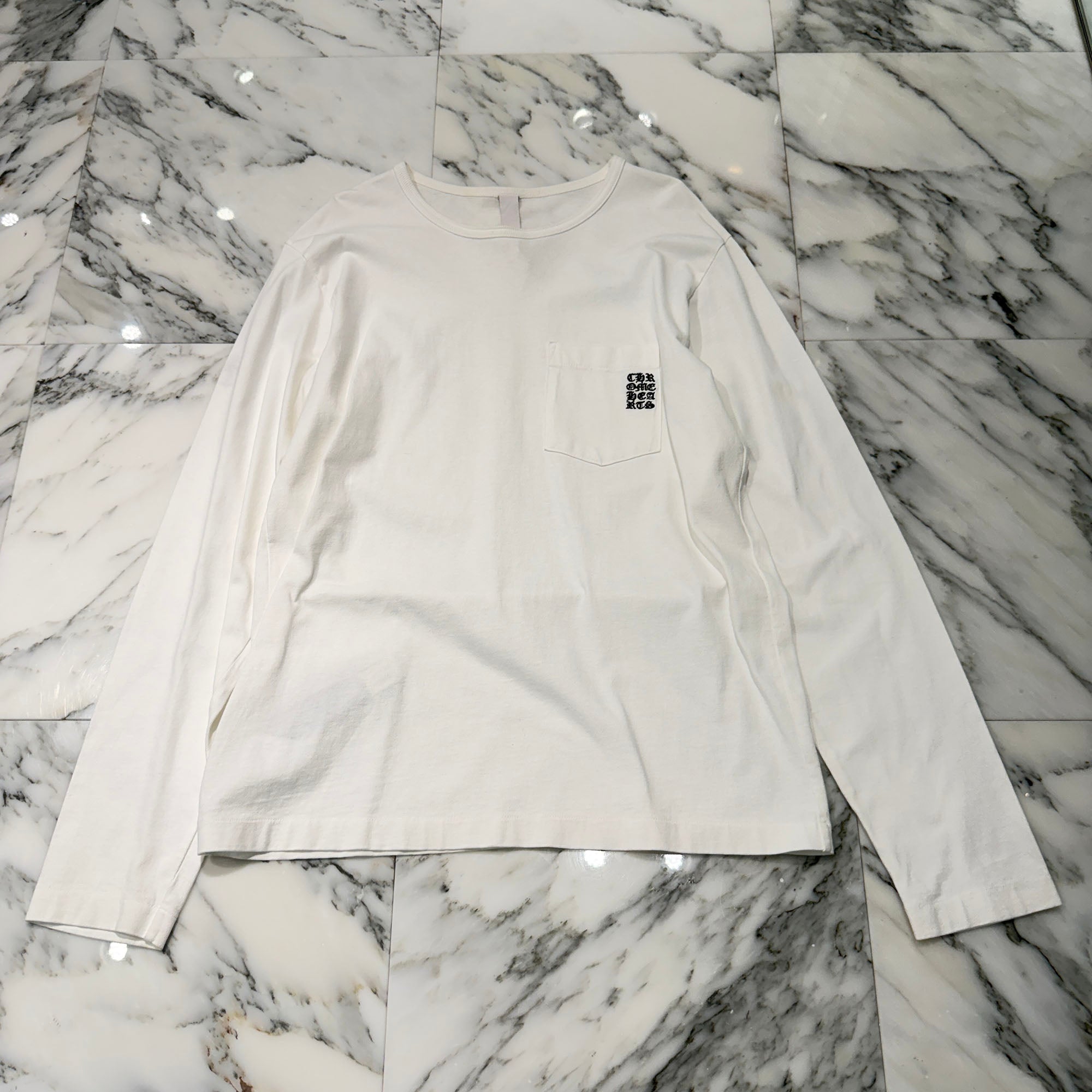 CHROME HEARTS Y NOT Vertical Logo Embroidery Long Sleeve Tee Size L クロムハーツ ワイノット ヴァーティカルロゴ刺繍 ロングスリーブTシャツ サイズL