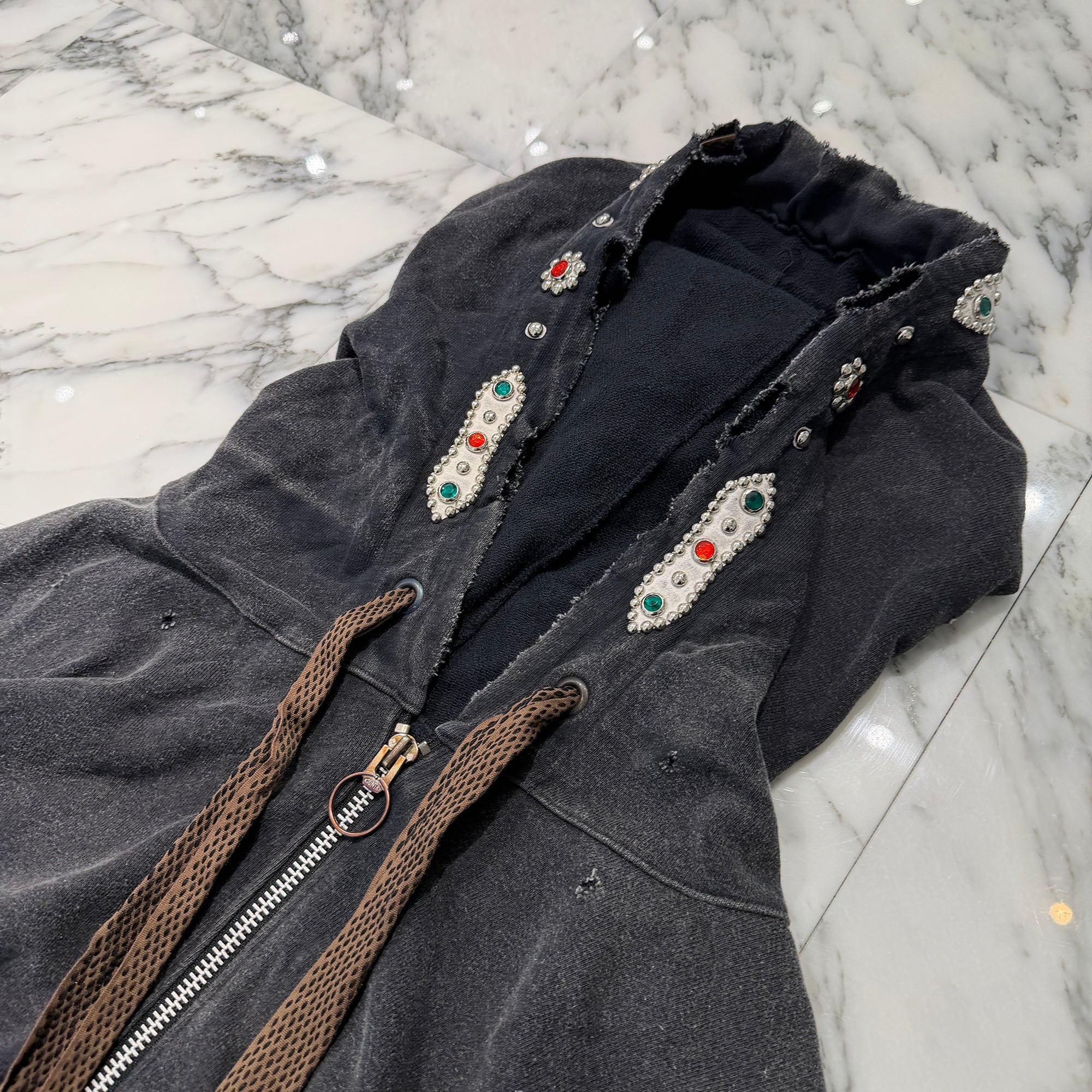 KAPITAL Thriller Distressed Devil Studs Zip Up Hoodie K2503L C053 Size ONE SIZE キャピタル スリラー ディストレスト デビル スタッズ ジップアップフーディ サイズONE SIZE
