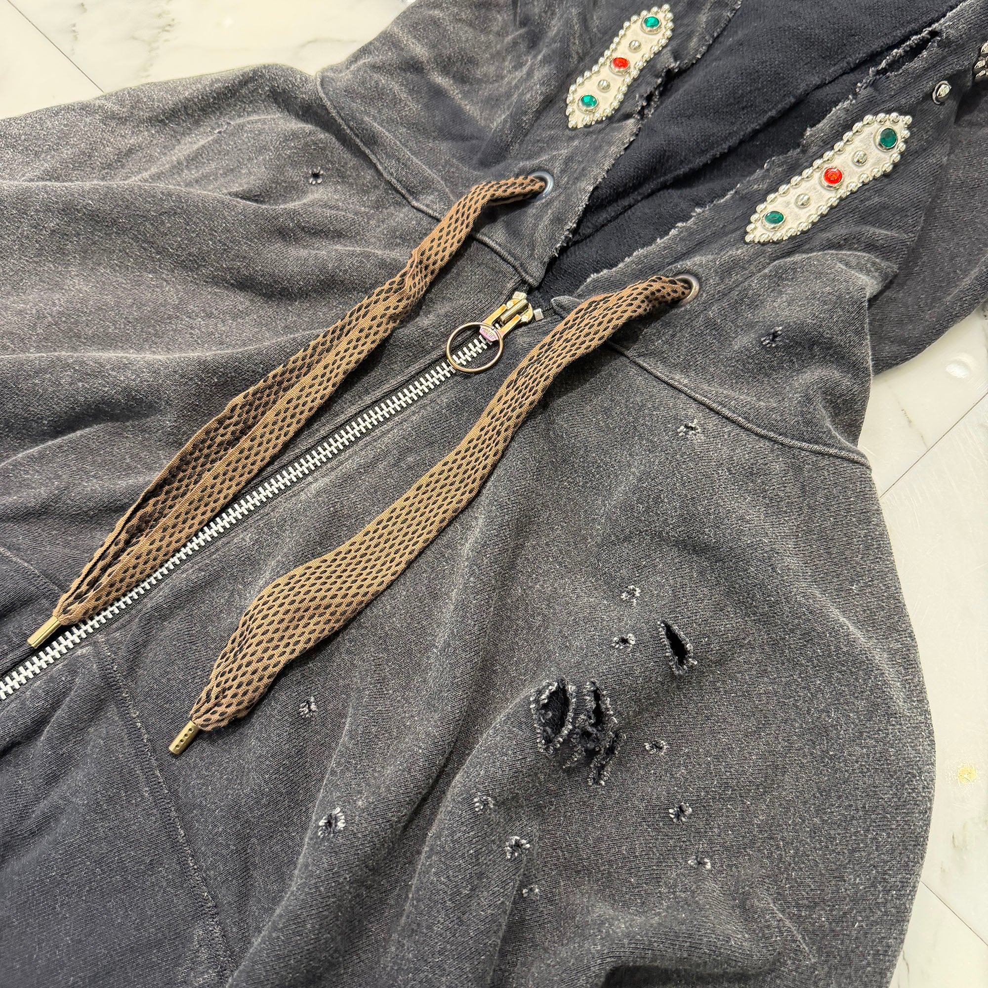 KAPITAL Thriller Distressed Devil Studs Zip Up Hoodie K2503L C053 Size ONE SIZE キャピタル スリラー ディストレスト デビル スタッズ ジップアップフーディ サイズONE SIZE