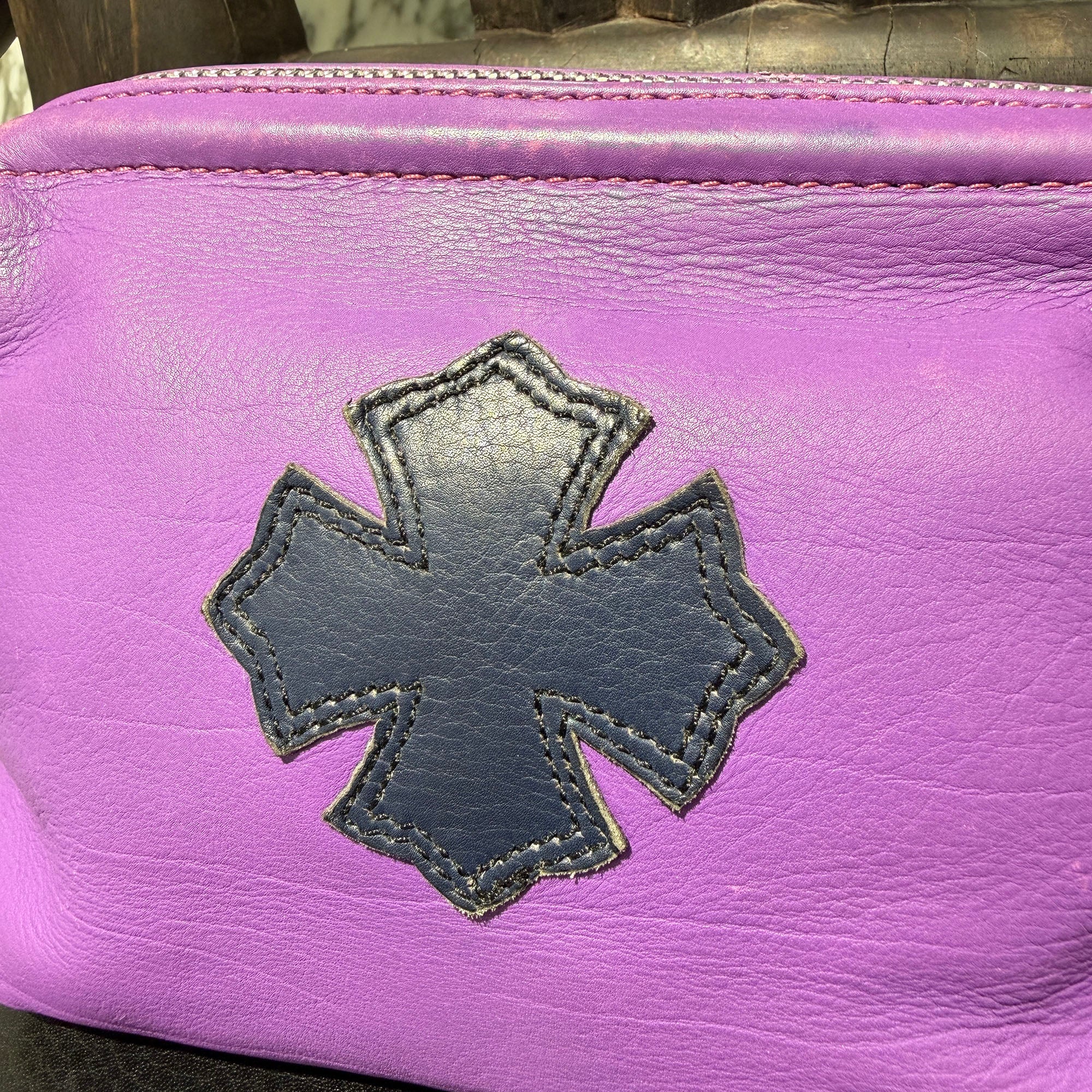 CHROME HEARTS CH Plus Cross Patch Lamb Skin Leather Poach クロムハーツ CHプラス クロスパッチ ラムスキン レザーポーチ