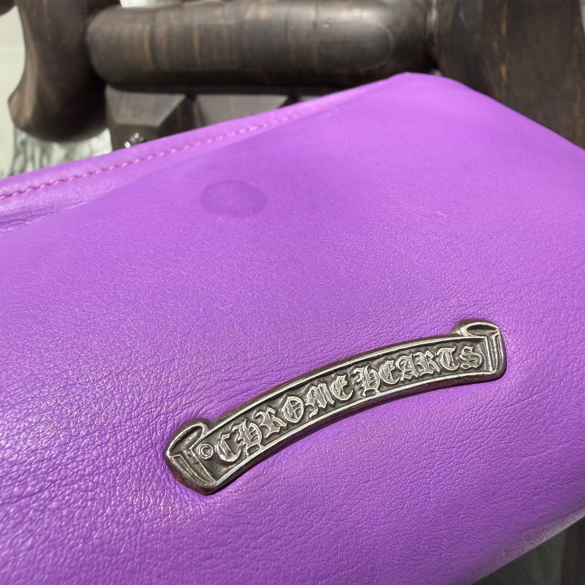CHROME HEARTS CH Plus Cross Patch Lamb Skin Leather Poach クロムハーツ CHプラス クロスパッチ ラムスキン レザーポーチ