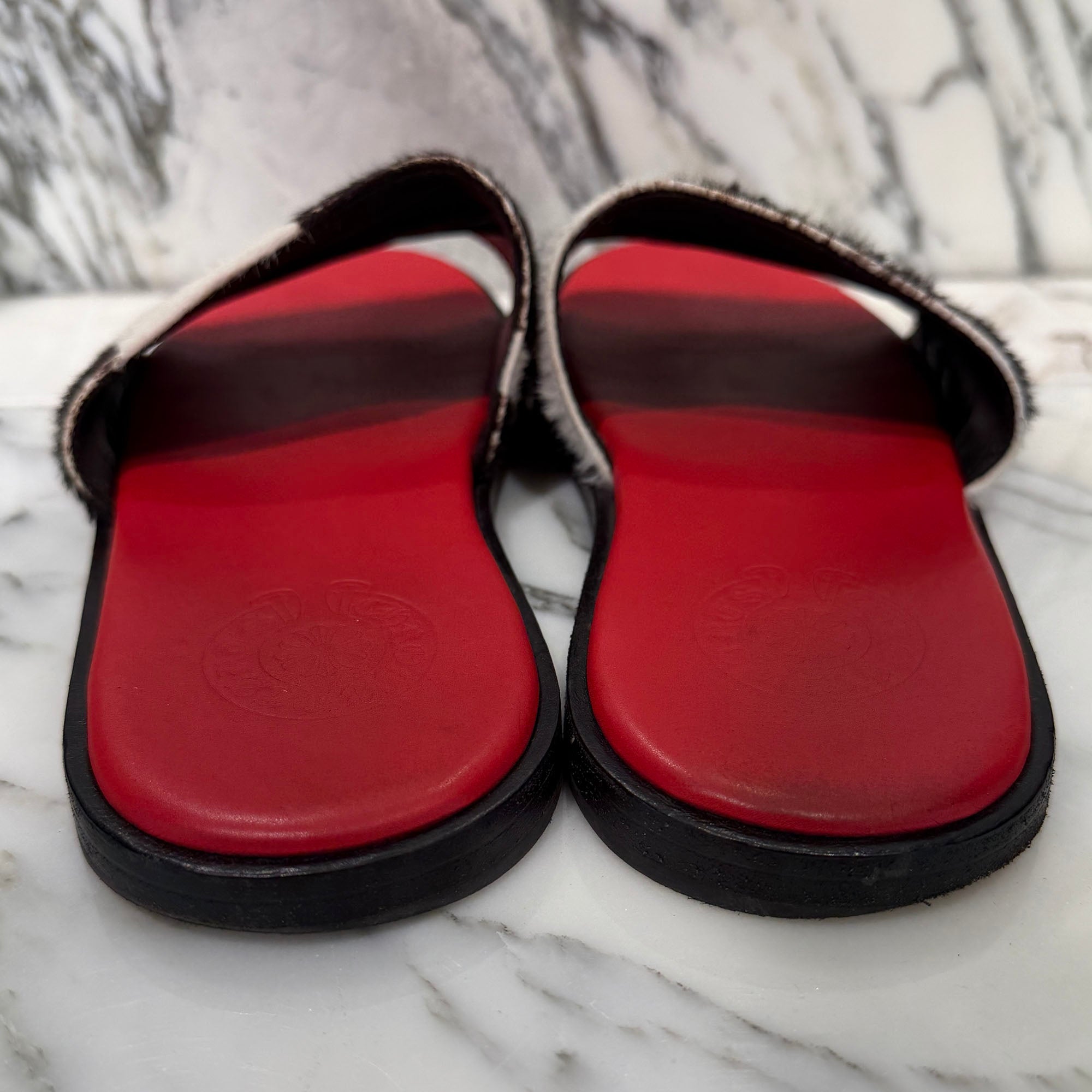 CHROME HEARTS 1 Cross Patch Leopard Harako Leather Sandals Size 41 クロムハーツ 1クロスパッチ レオパード ハラコレザー サンダル サイズ41