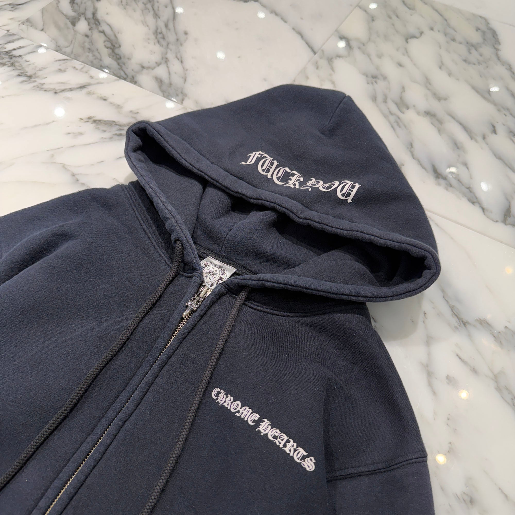 CHROME HEARTS Back CH Plus Print Thermal Zip Up Hoodie Size M クロムハーツ バック CHプラス プリント サーマル ジップアップフーディ サイズM