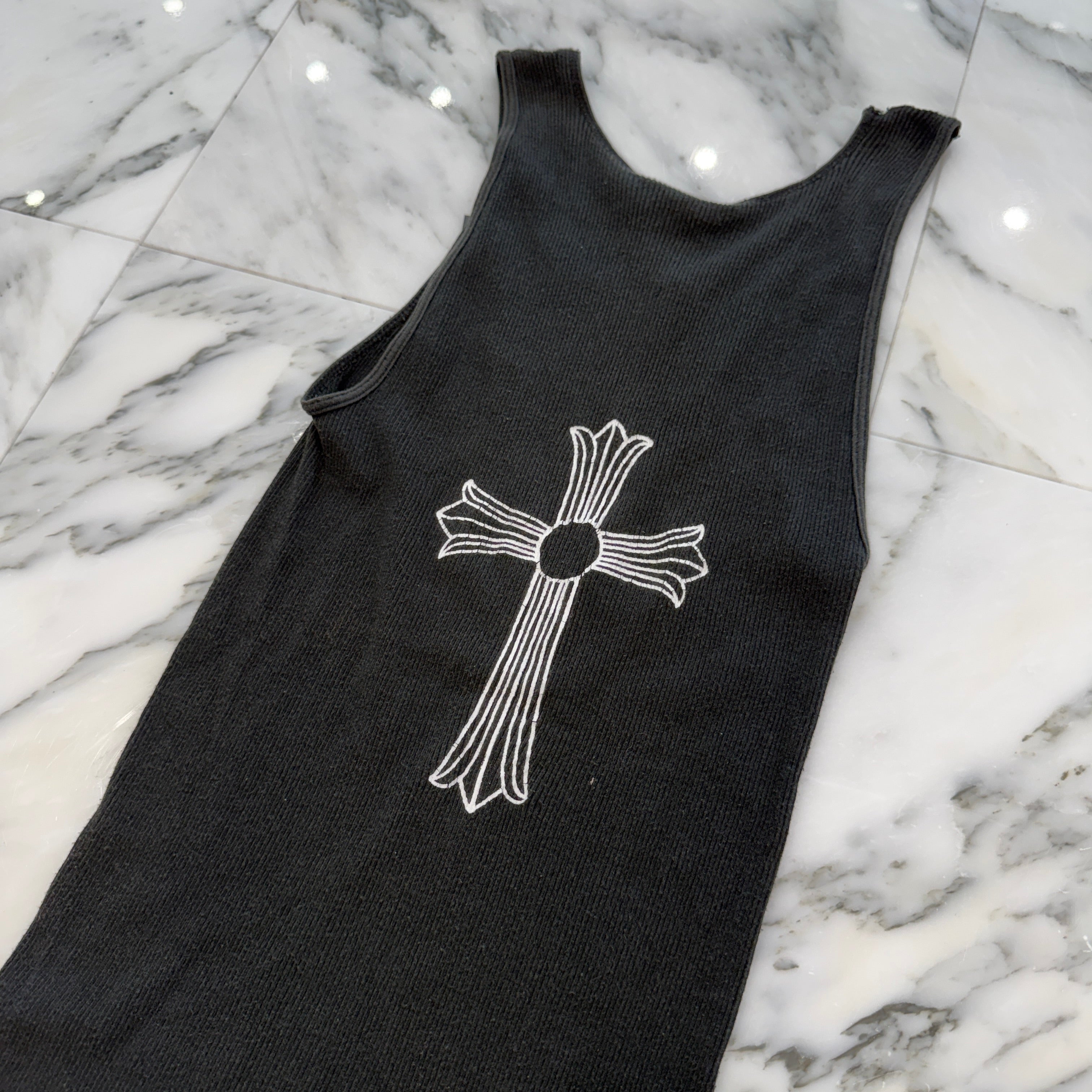 CHROME HEARTS T Bar Logo Back Cross Print Tank Top Size M クロムハーツ Tバーロゴ バッククロスプリント タンクトップ サイズM