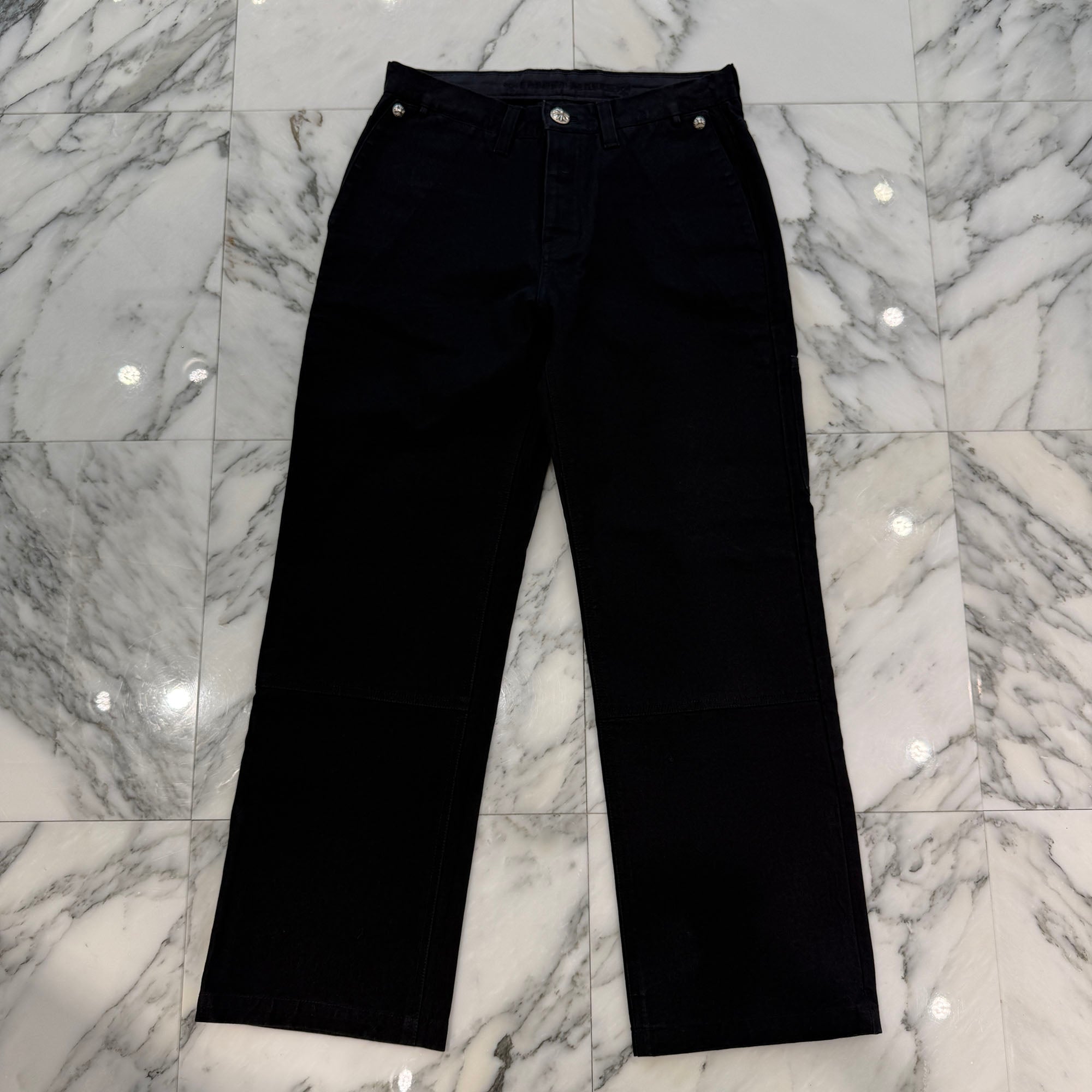 CHROME HEARTS Cemetery Cross Leather Patch Cotton Cargo Pants Size 31 クロムハーツ セメタリー クロス レザー パッチ コットン カーゴ パンツ ブラウン サイズ31