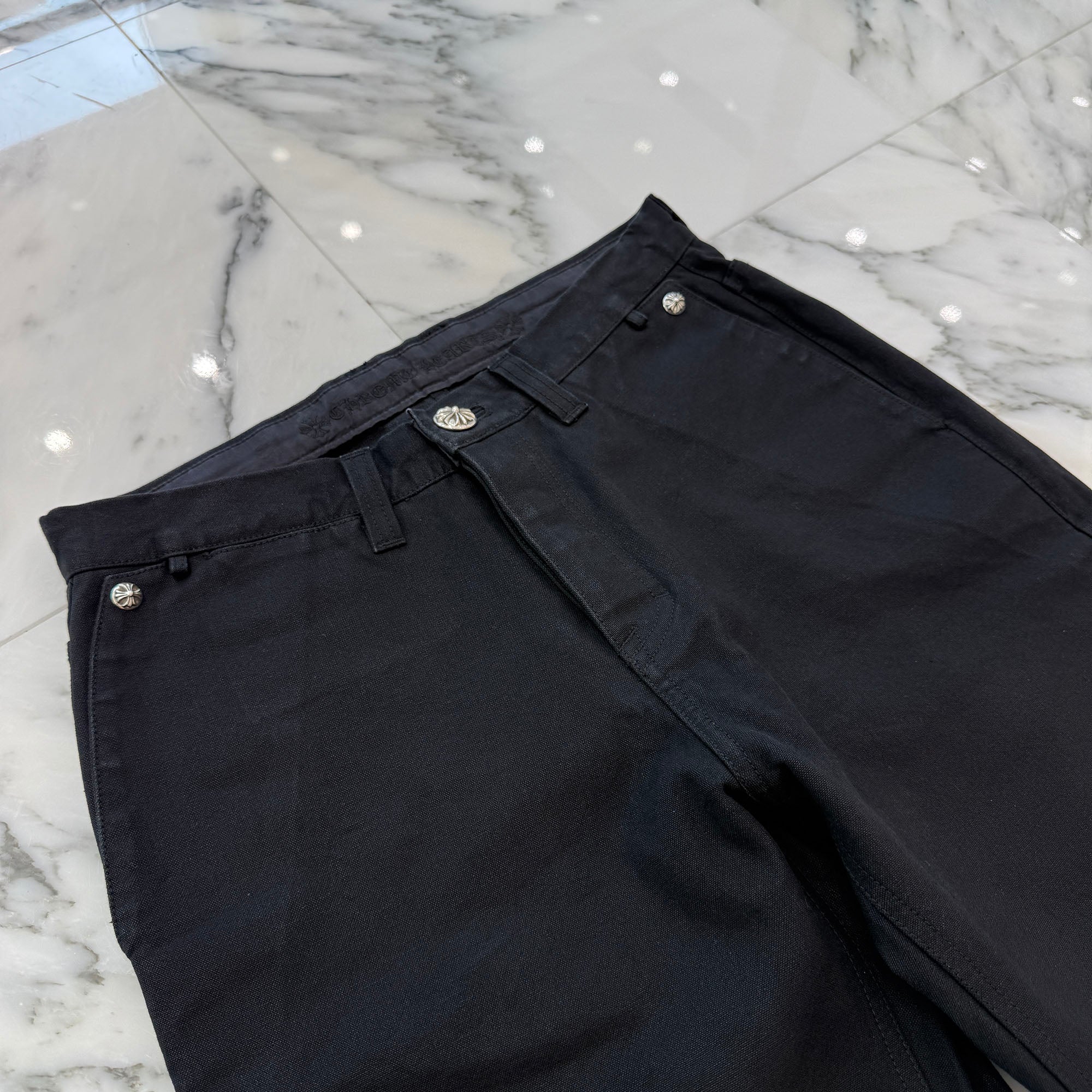 CHROME HEARTS Cemetery Cross Leather Patch Cotton Cargo Pants Size 31 クロムハーツ セメタリー クロス レザー パッチ コットン カーゴ パンツ ブラウン サイズ31