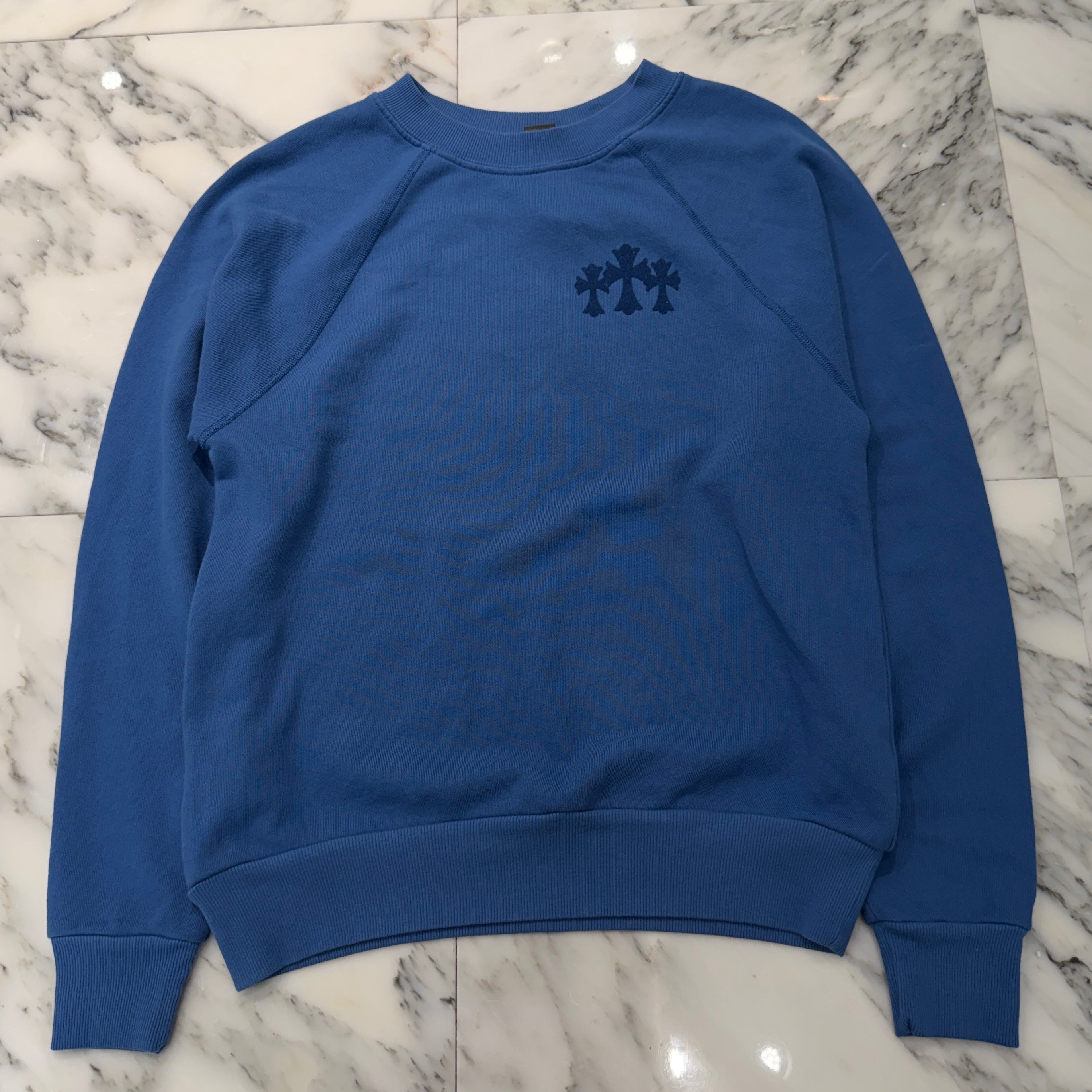 CHROME HEARTS Y NOT Cemetery Cross Flock Patch Sweat Shirt Size S クロムハーツ ワイノット セメタリークロス フロッキーパッチ スウェットシャツ サイズS