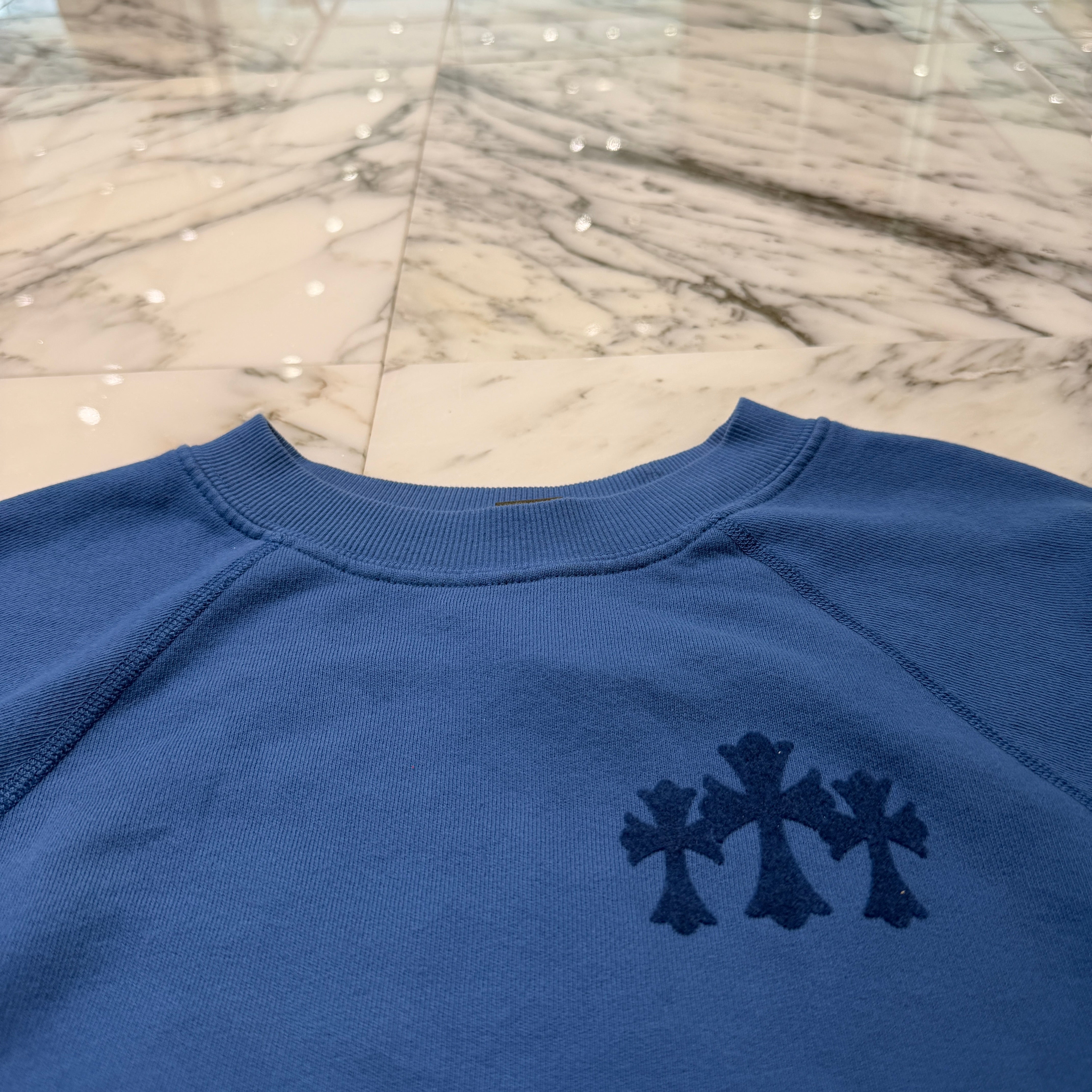 CHROME HEARTS Y NOT Cemetery Cross Flock Patch Sweat Shirt Size S クロムハーツ ワイノット セメタリークロス フロッキーパッチ スウェットシャツ サイズS