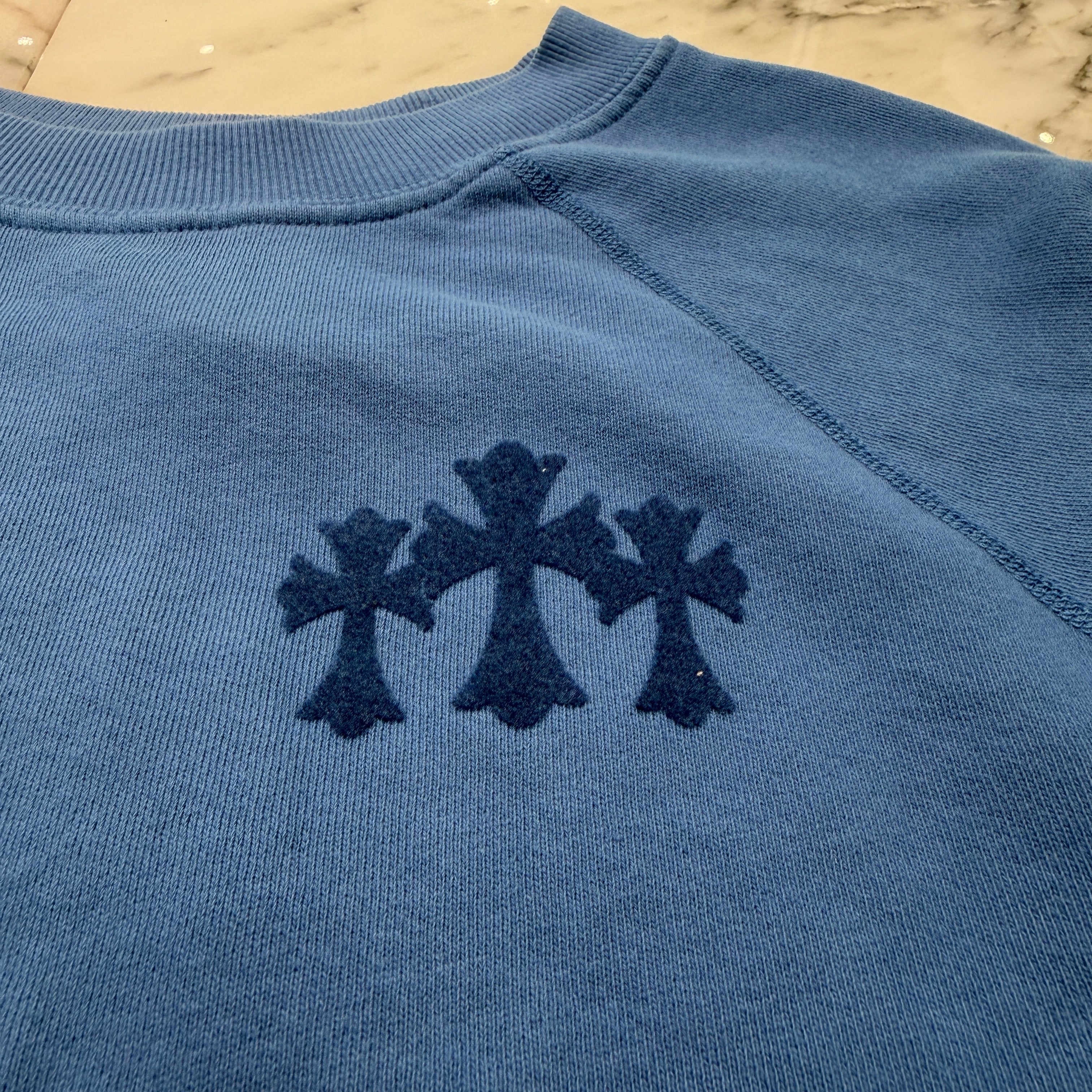 CHROME HEARTS Y NOT Cemetery Cross Flock Patch Sweat Shirt Size S クロムハーツ ワイノット セメタリークロス フロッキーパッチ スウェットシャツ サイズS