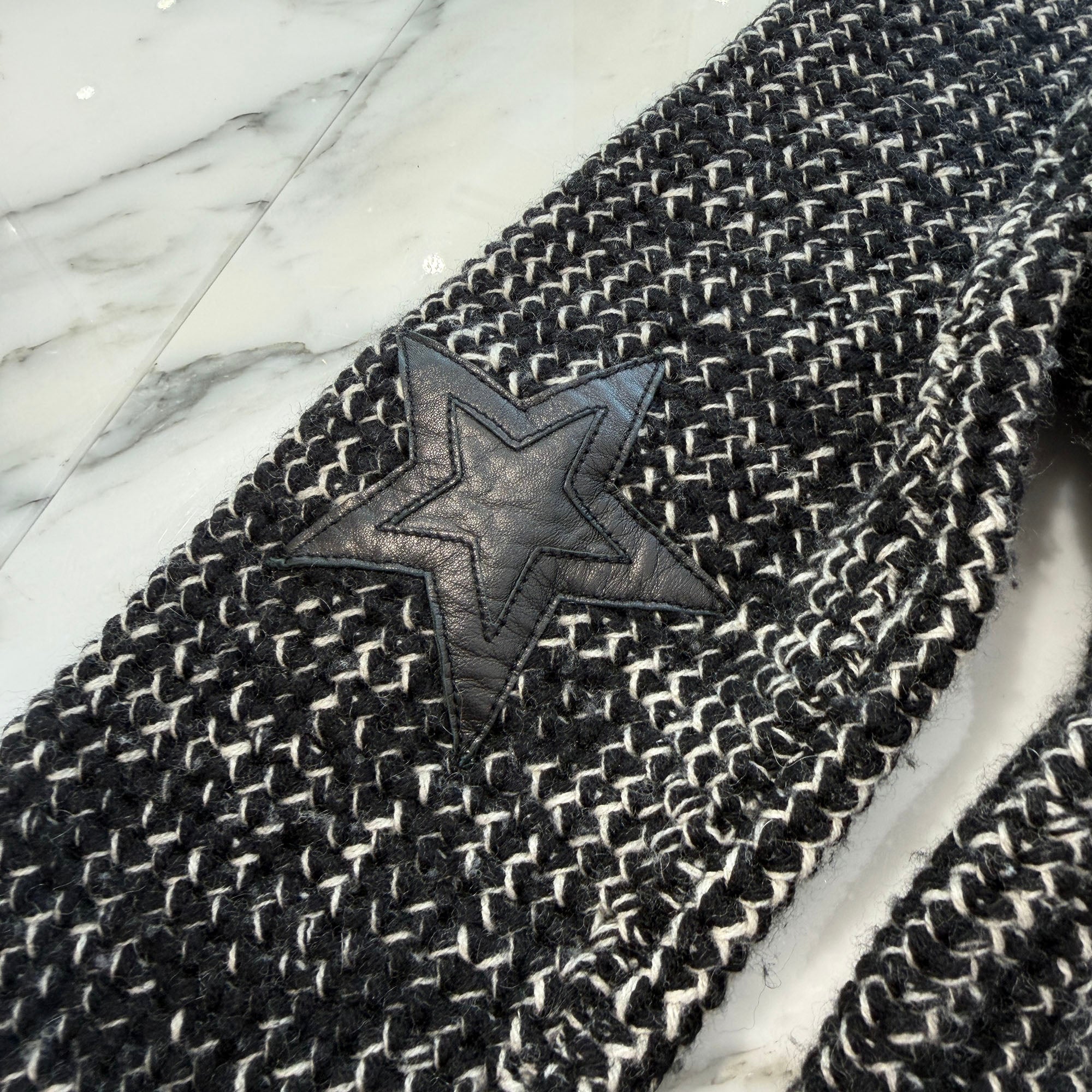 CHROME HEARTS Y NOT Star Leather Patch Cashmere Knit Sweater Size S クロムハーツ ワイノット スターレザーパッチ カシミヤニットセーター サイズS