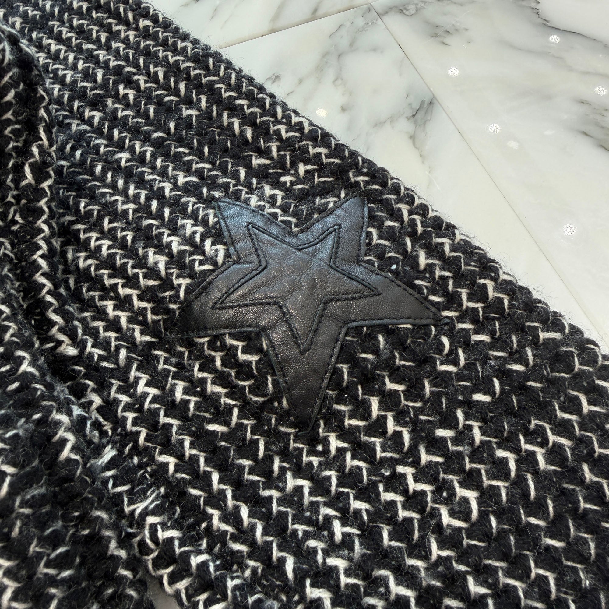 CHROME HEARTS Y NOT Star Leather Patch Cashmere Knit Sweater Size S クロムハーツ ワイノット スターレザーパッチ カシミヤニットセーター サイズS