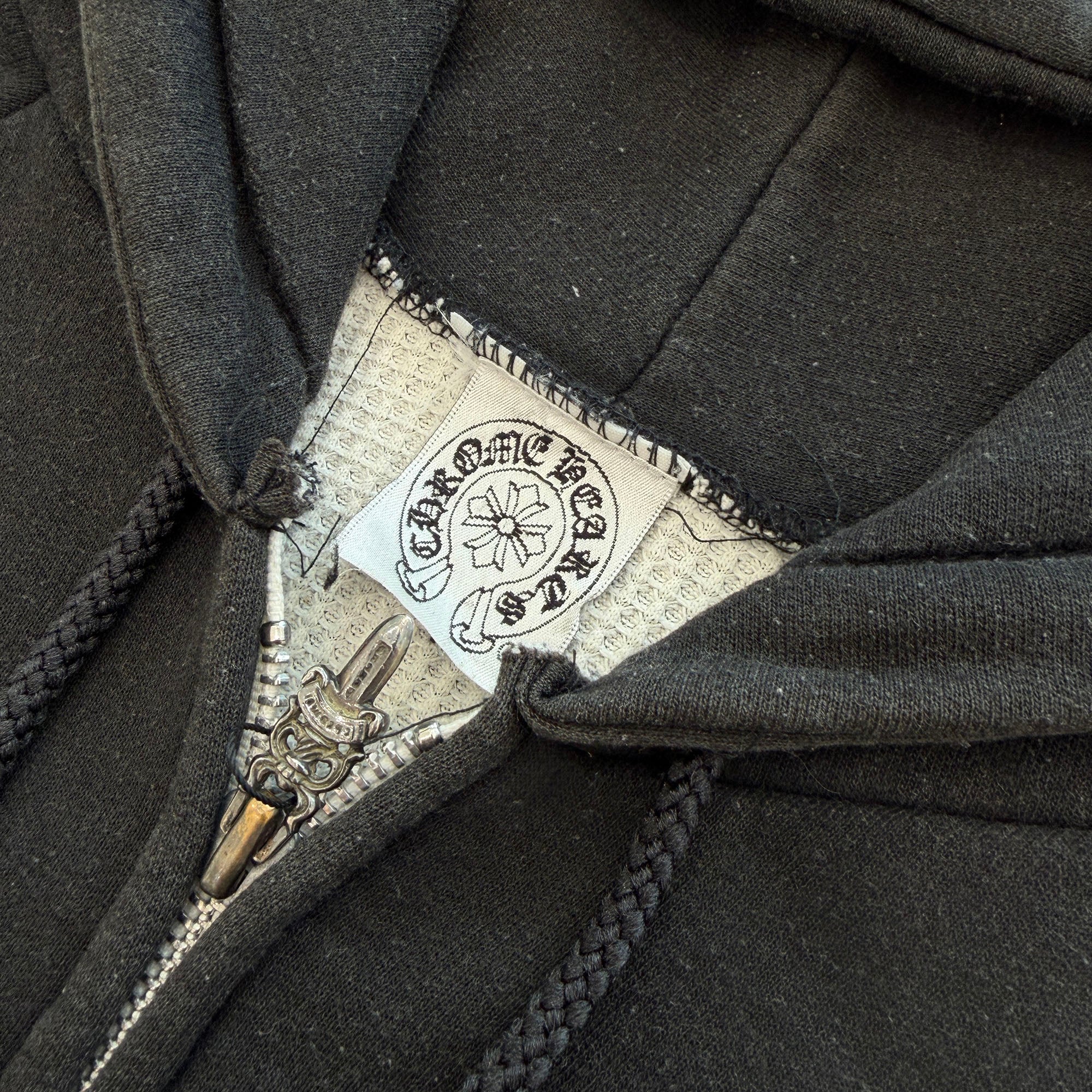 CHROME HEARTS Back Scroll Logo Thermal Zip Up Hoodie Size M クロムハーツ バックスクロールロゴ サーマル ジップアップフーディー サイズM