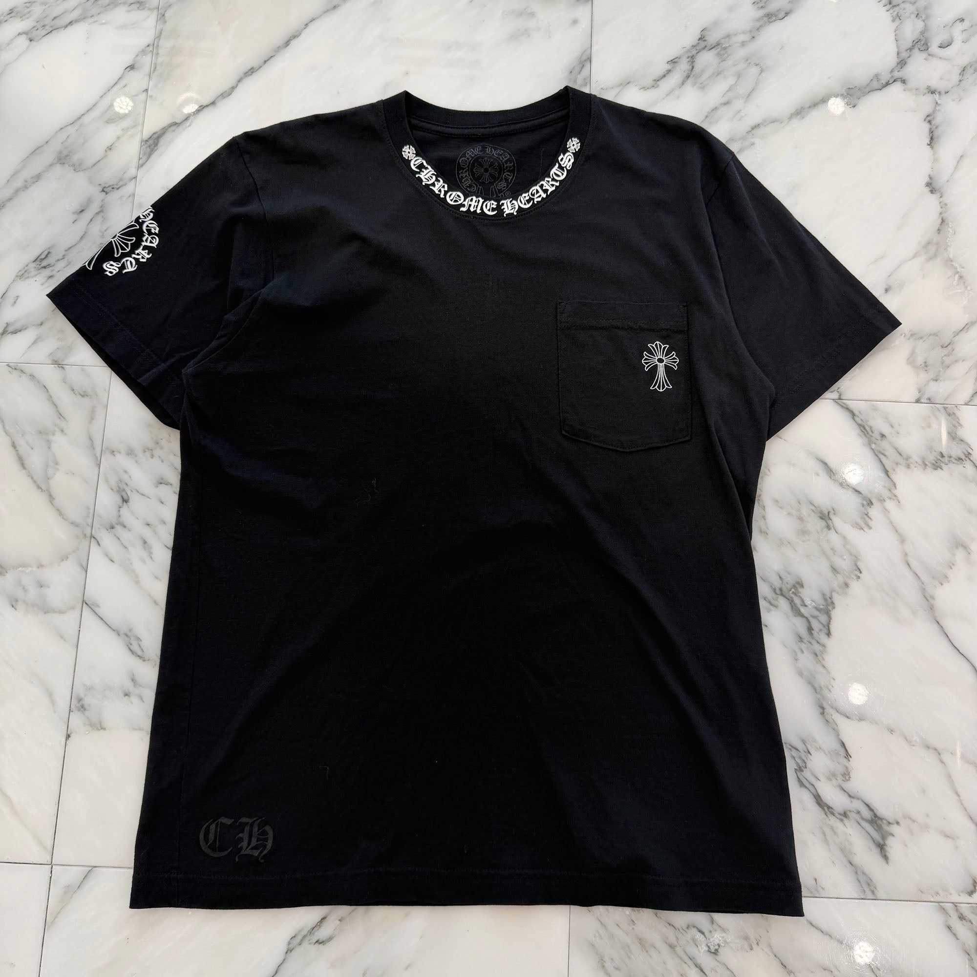 CHROME HEARTS Neck Logo Back Cross Tee Size M クロムハーツ ネックロゴ バッククロス Tシャツ サイズM
