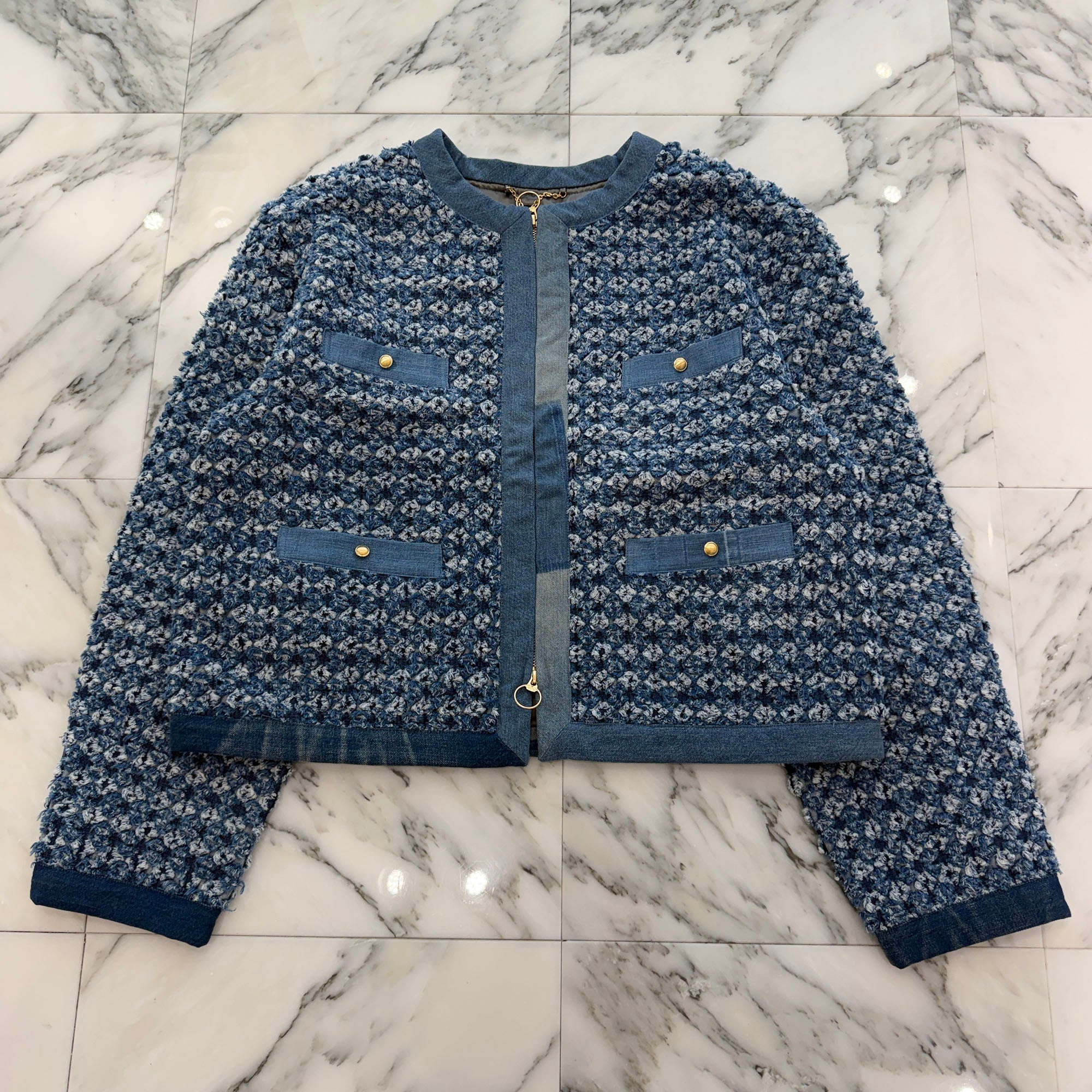 KAPITAL Crushed Napping Quilted Denim Bolero Jacket K2410LJ090 Size 5 キャピタル クラッシュナッピングキルトデニム ボレロジャケット サイズ5