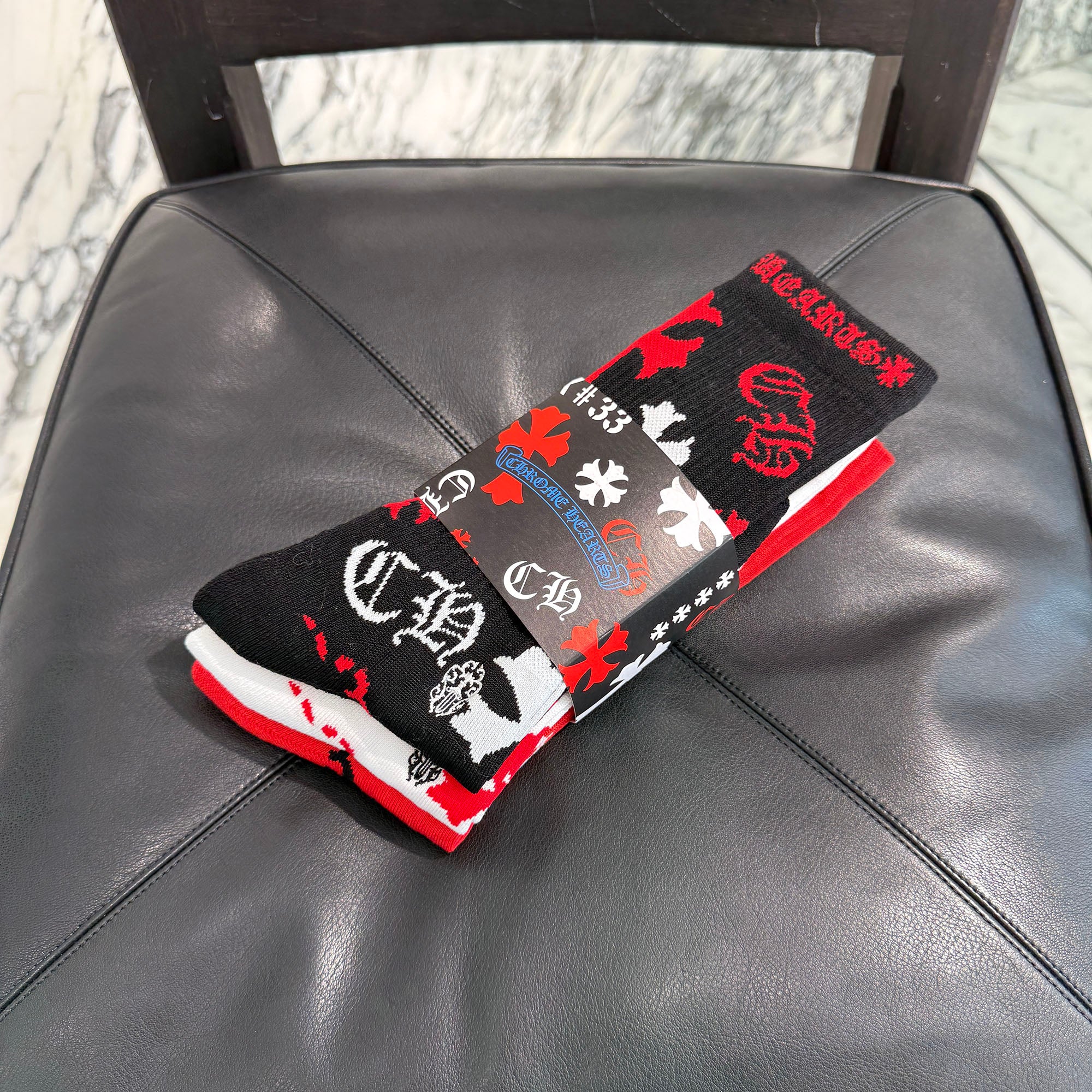 CHROME HEARTS Stencil Multi Logo Socks x3 Size S (JP 23-25) クロムハーツ ステンシル マルチロゴ ソックス 靴下 サイズ 日本サイズS (JP 23-25)