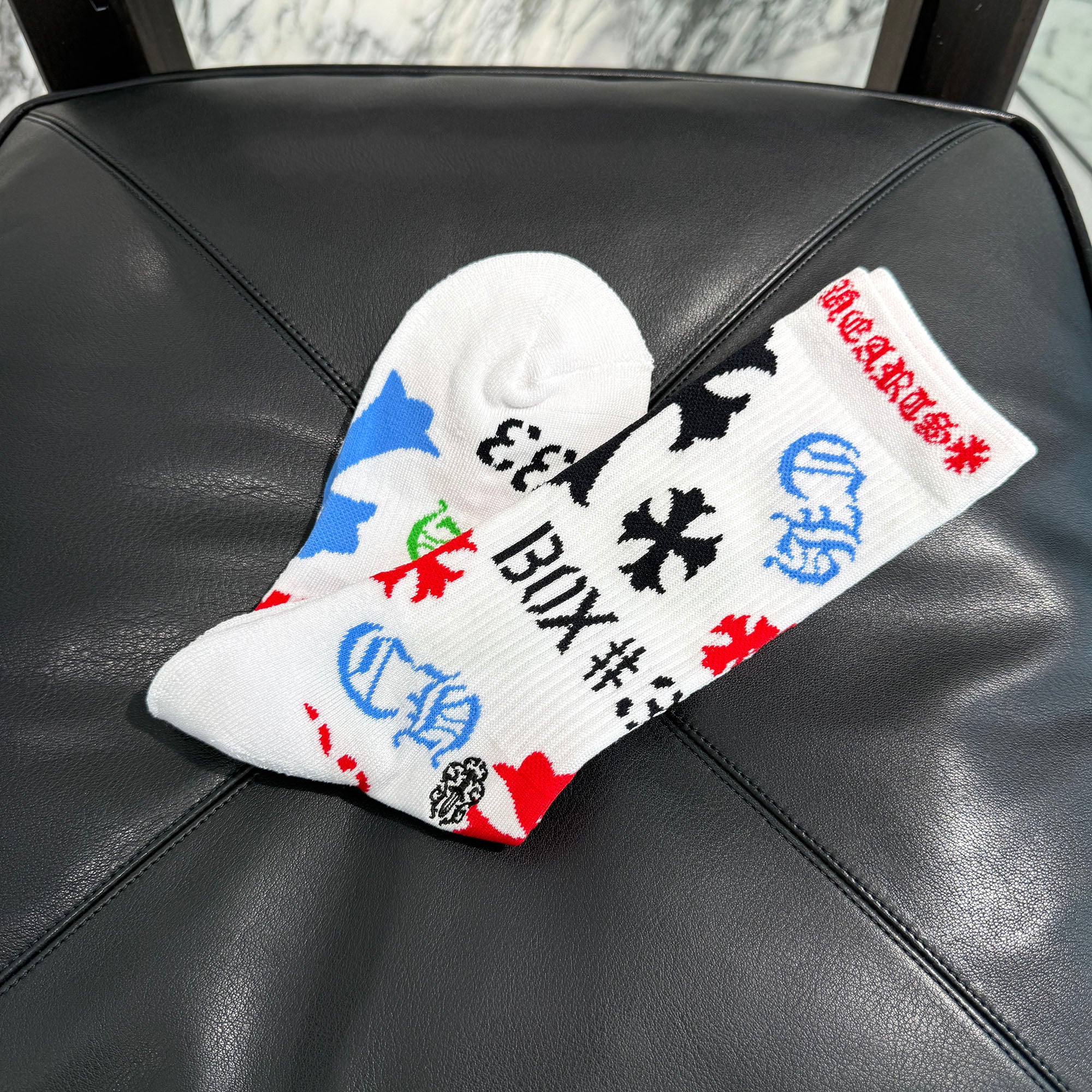 CHROME HEARTS Stencil Multi Logo Socks x3 Size S (JP 23-25) クロムハーツ ステンシル マルチロゴ ソックス 靴下 サイズ 日本サイズS (JP 23-25)