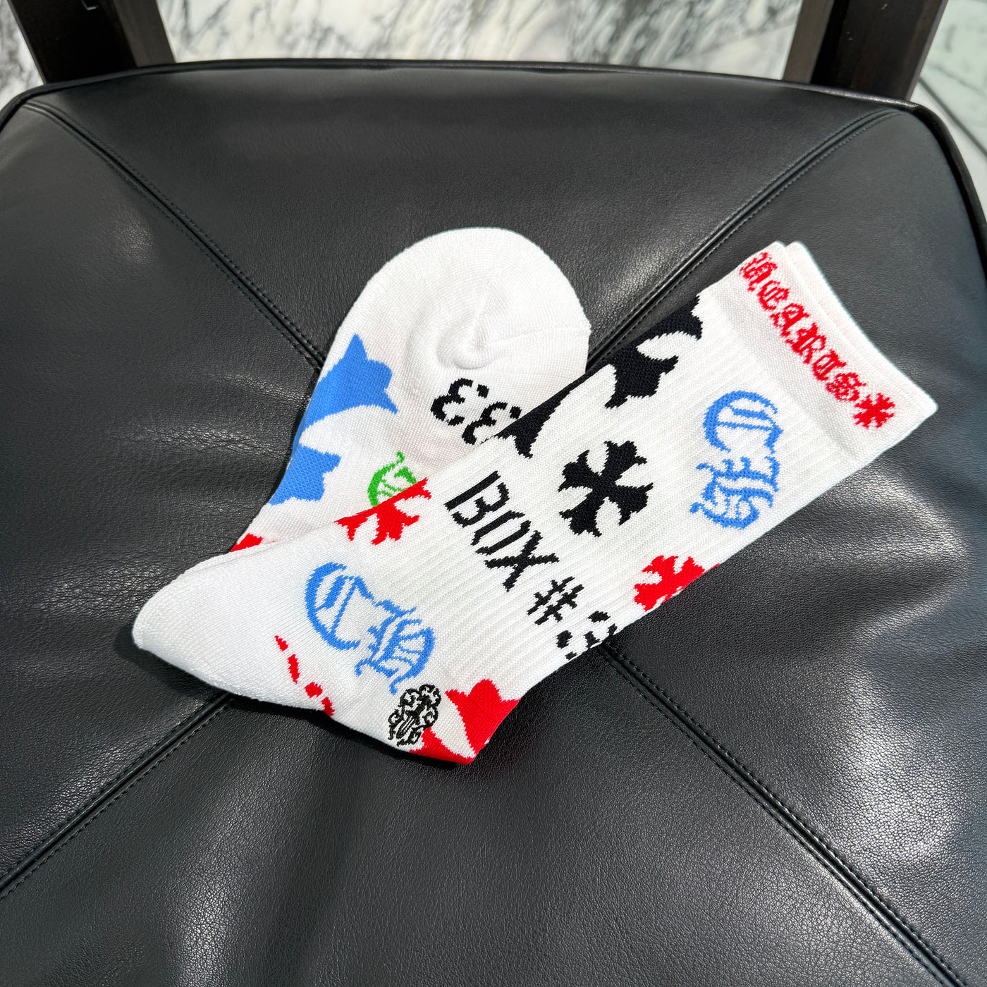 CHROME HEARTS Stencil Multi Logo Socks x3 Size L(JP27-30) クロムハーツ ステンシル マルチロゴ ソックス 靴下 サイズL(JP27-30)
